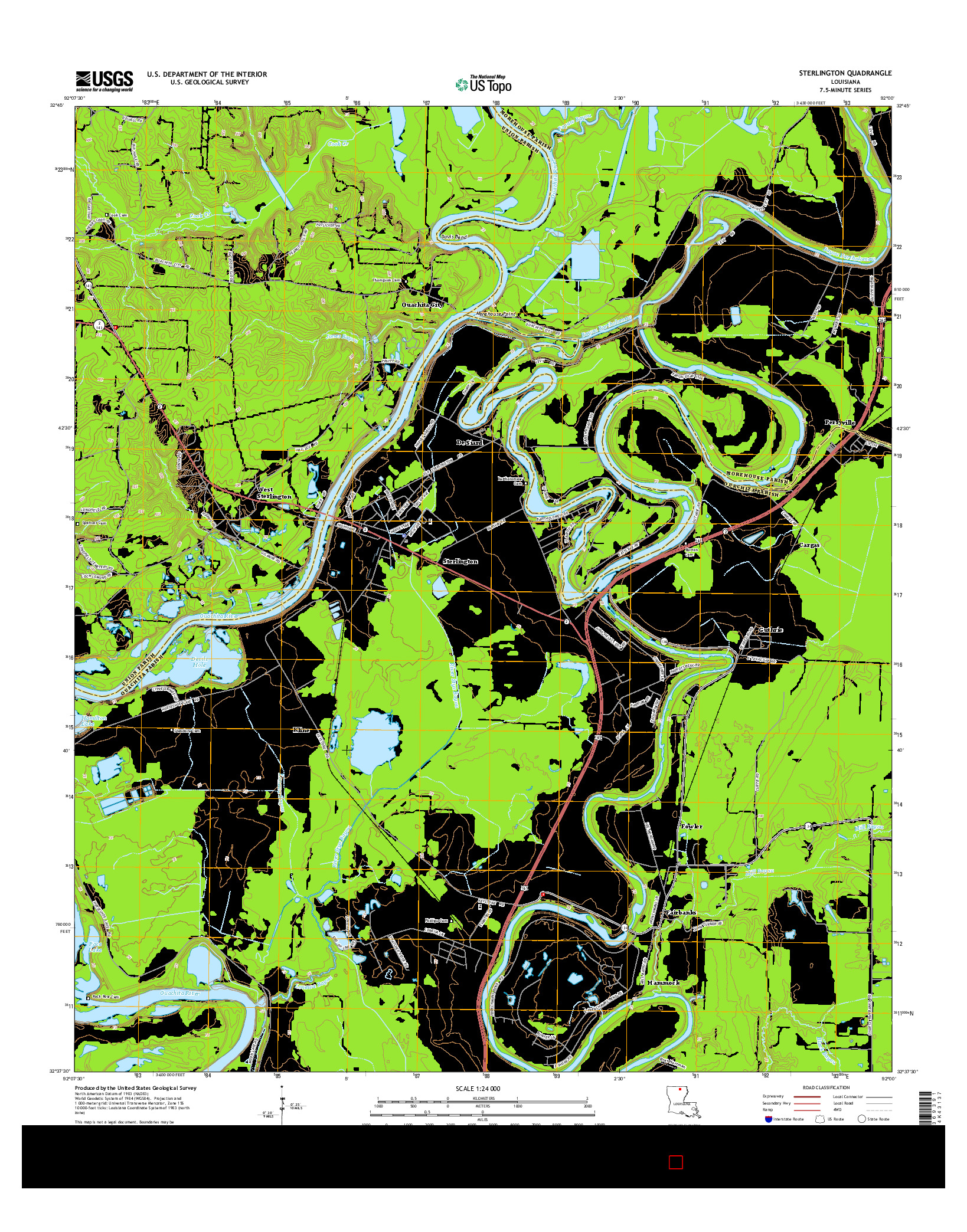 USGS US TOPO 7.5-MINUTE MAP FOR STERLINGTON, LA 2015