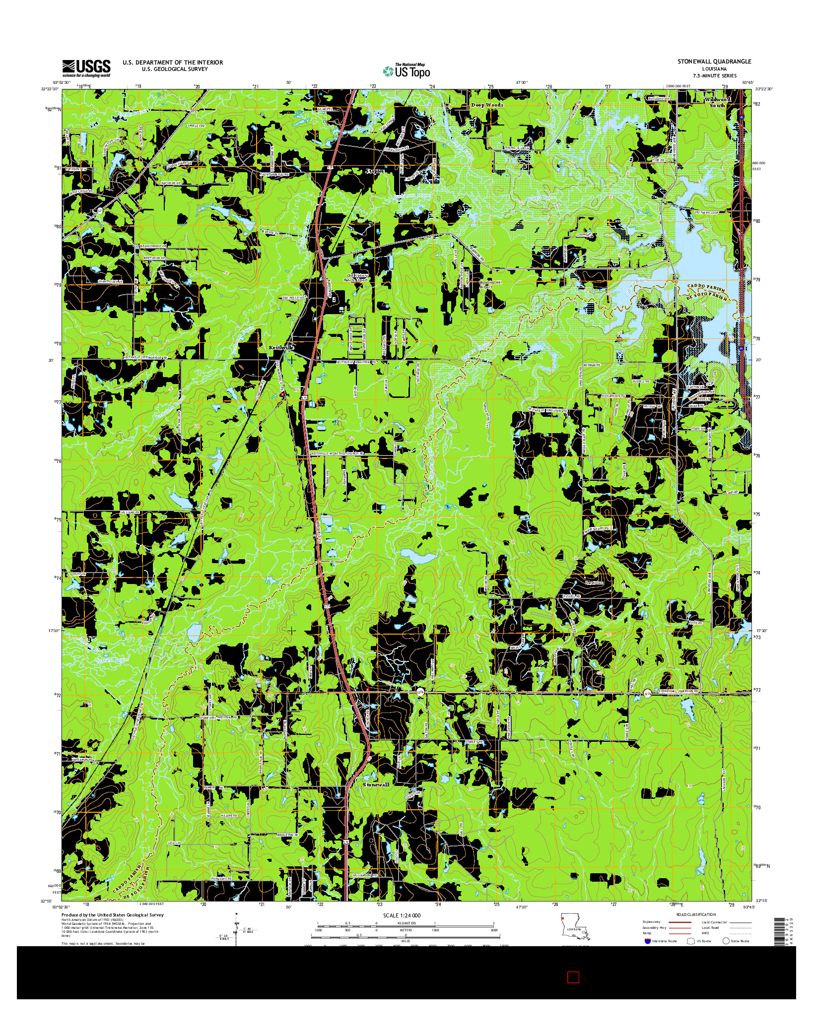 USGS US TOPO 7.5-MINUTE MAP FOR STONEWALL, LA 2015