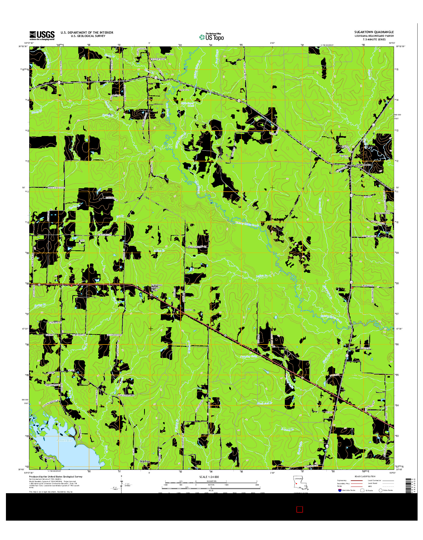 USGS US TOPO 7.5-MINUTE MAP FOR SUGARTOWN, LA 2015