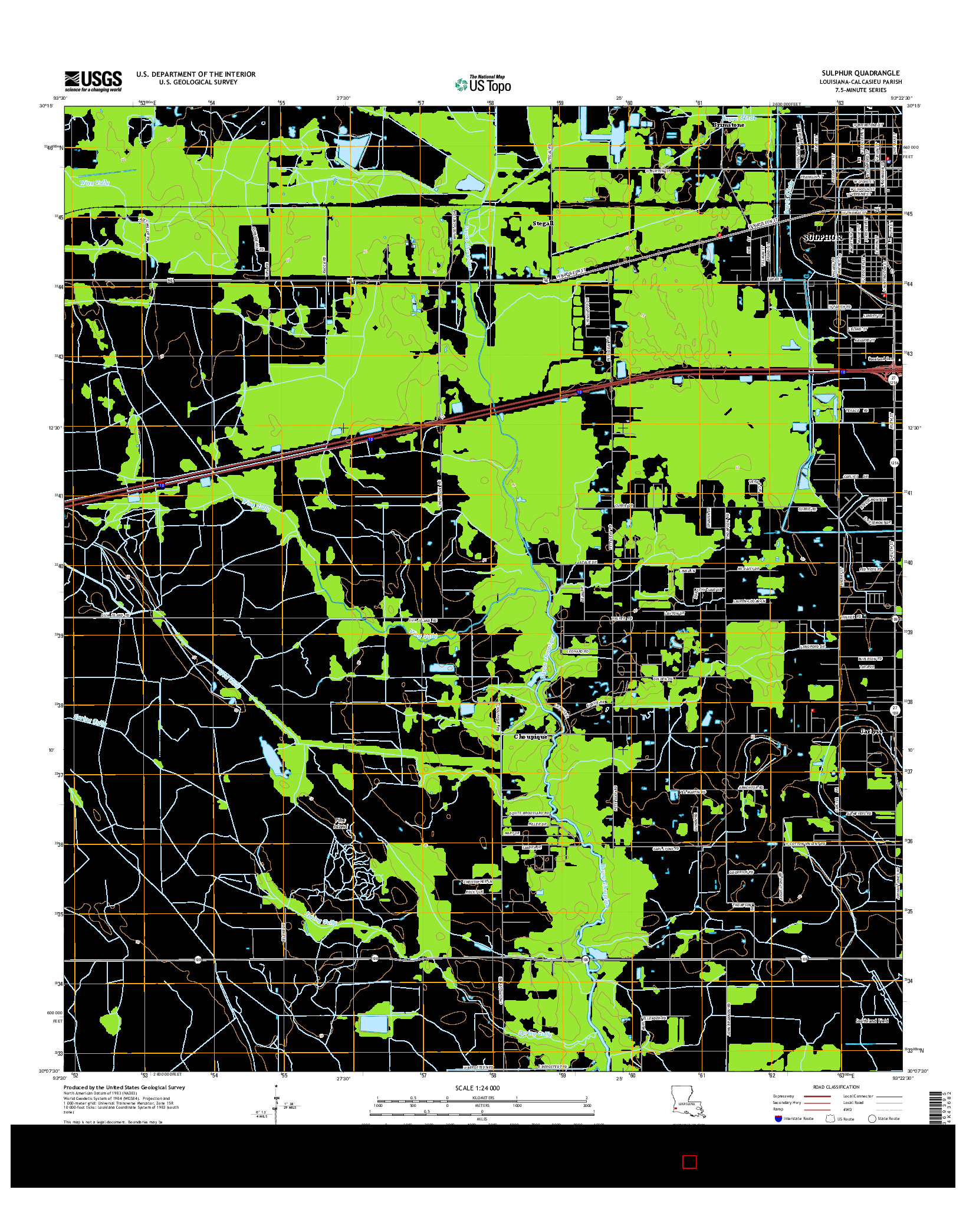 USGS US TOPO 7.5-MINUTE MAP FOR SULPHUR, LA 2015