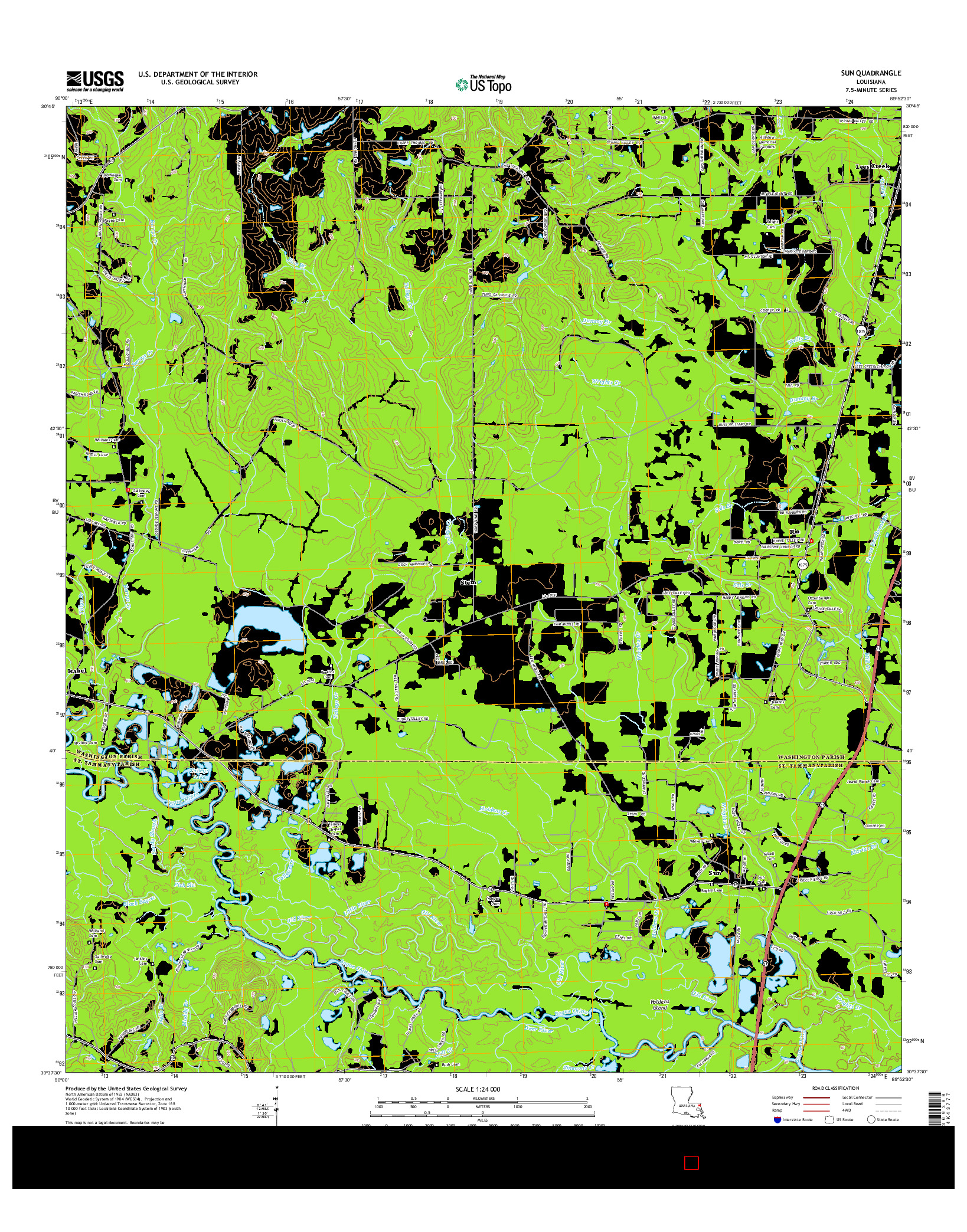 USGS US TOPO 7.5-MINUTE MAP FOR SUN, LA 2015