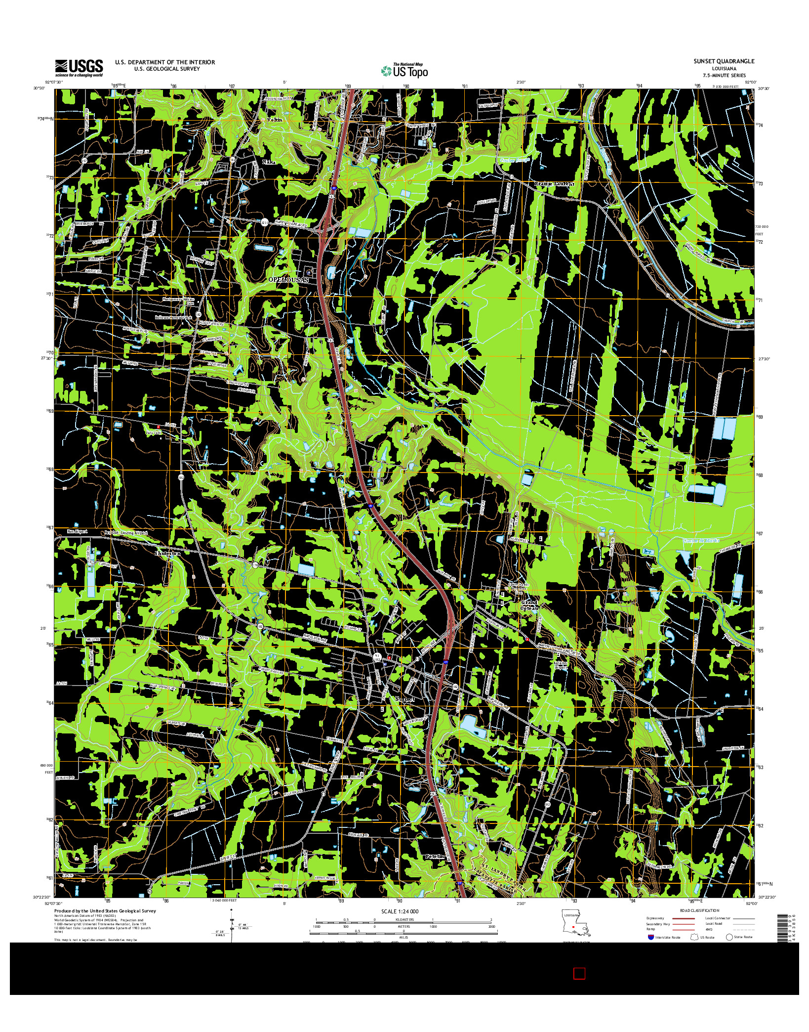 USGS US TOPO 7.5-MINUTE MAP FOR SUNSET, LA 2015