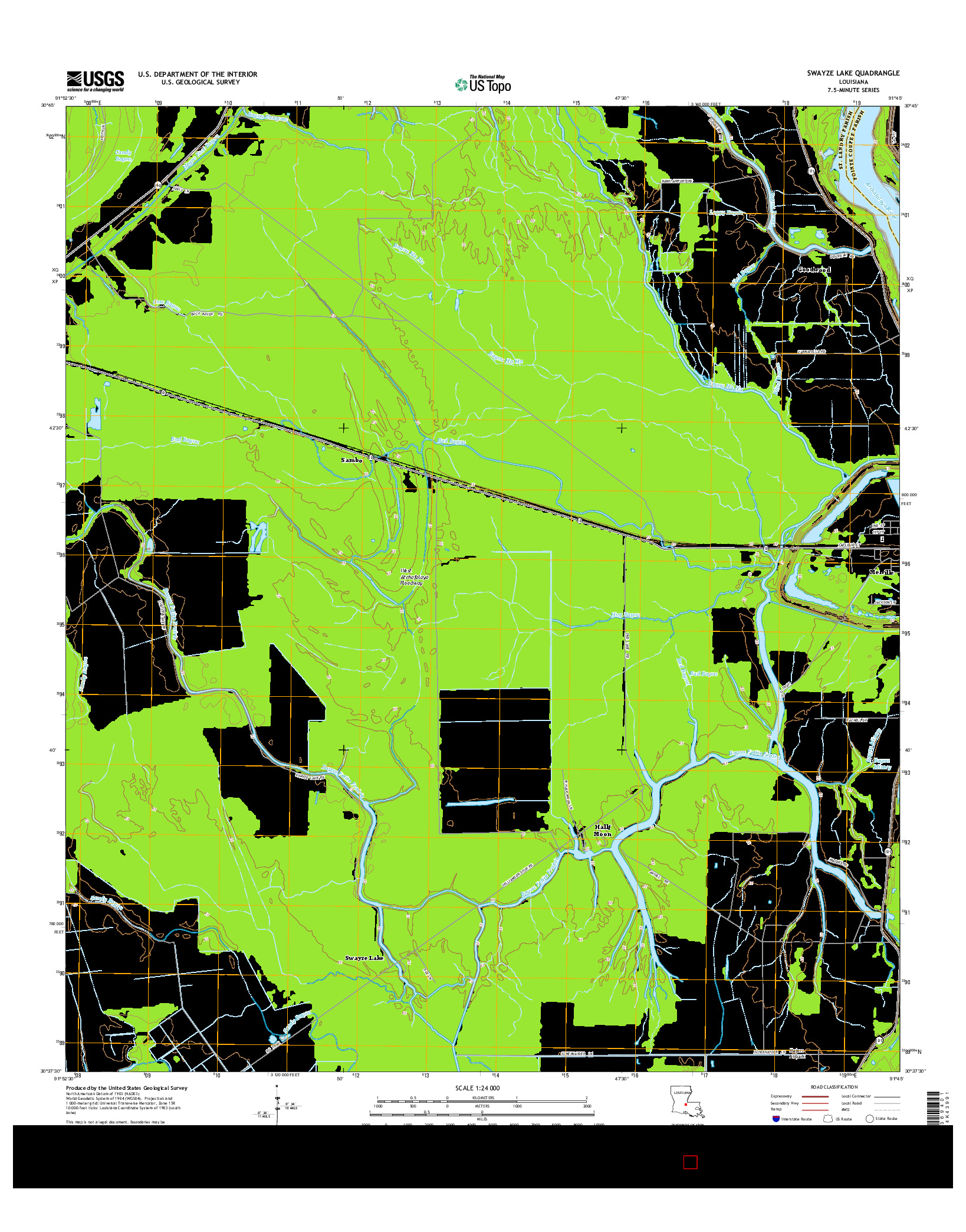 USGS US TOPO 7.5-MINUTE MAP FOR SWAYZE LAKE, LA 2015