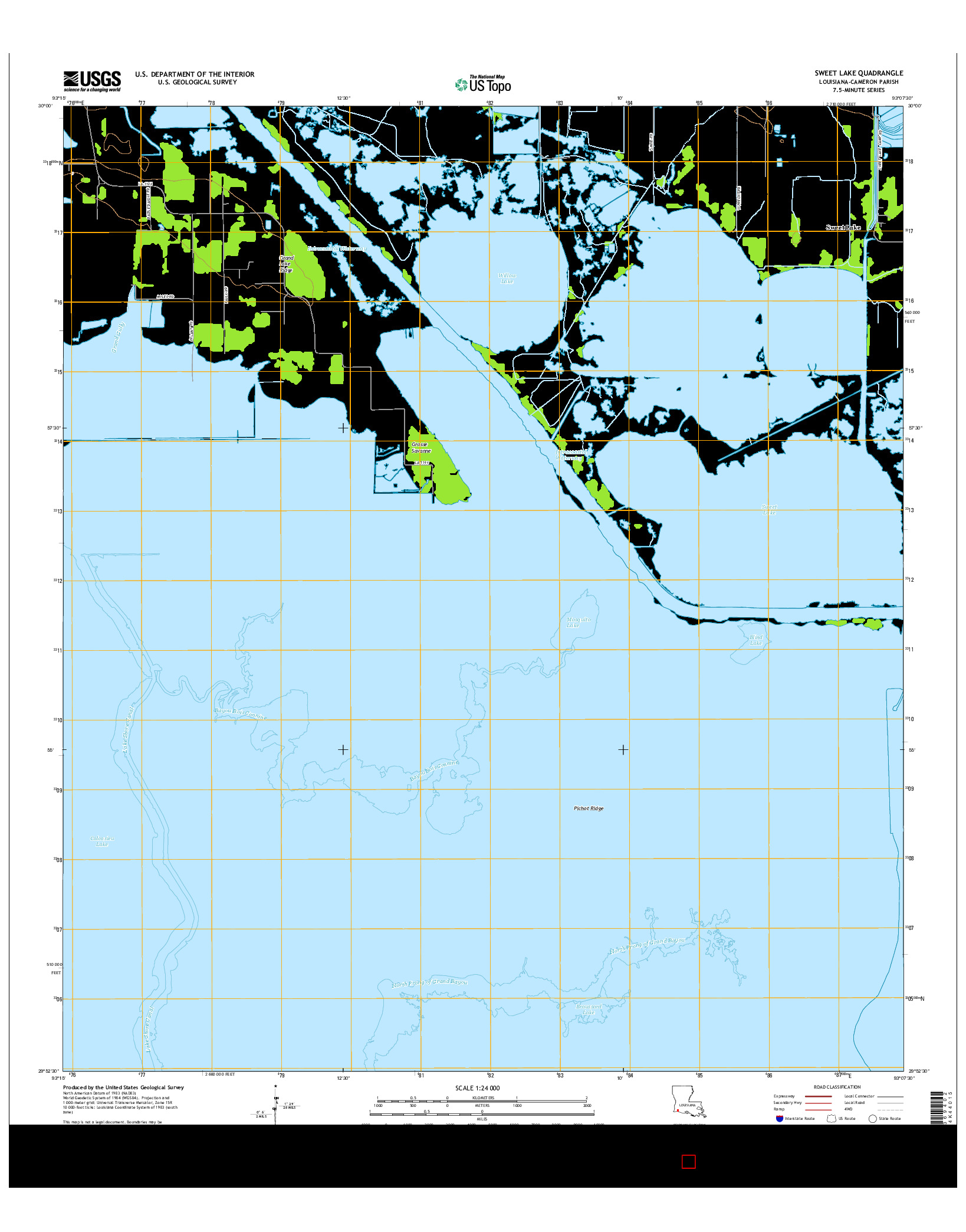USGS US TOPO 7.5-MINUTE MAP FOR SWEET LAKE, LA 2015