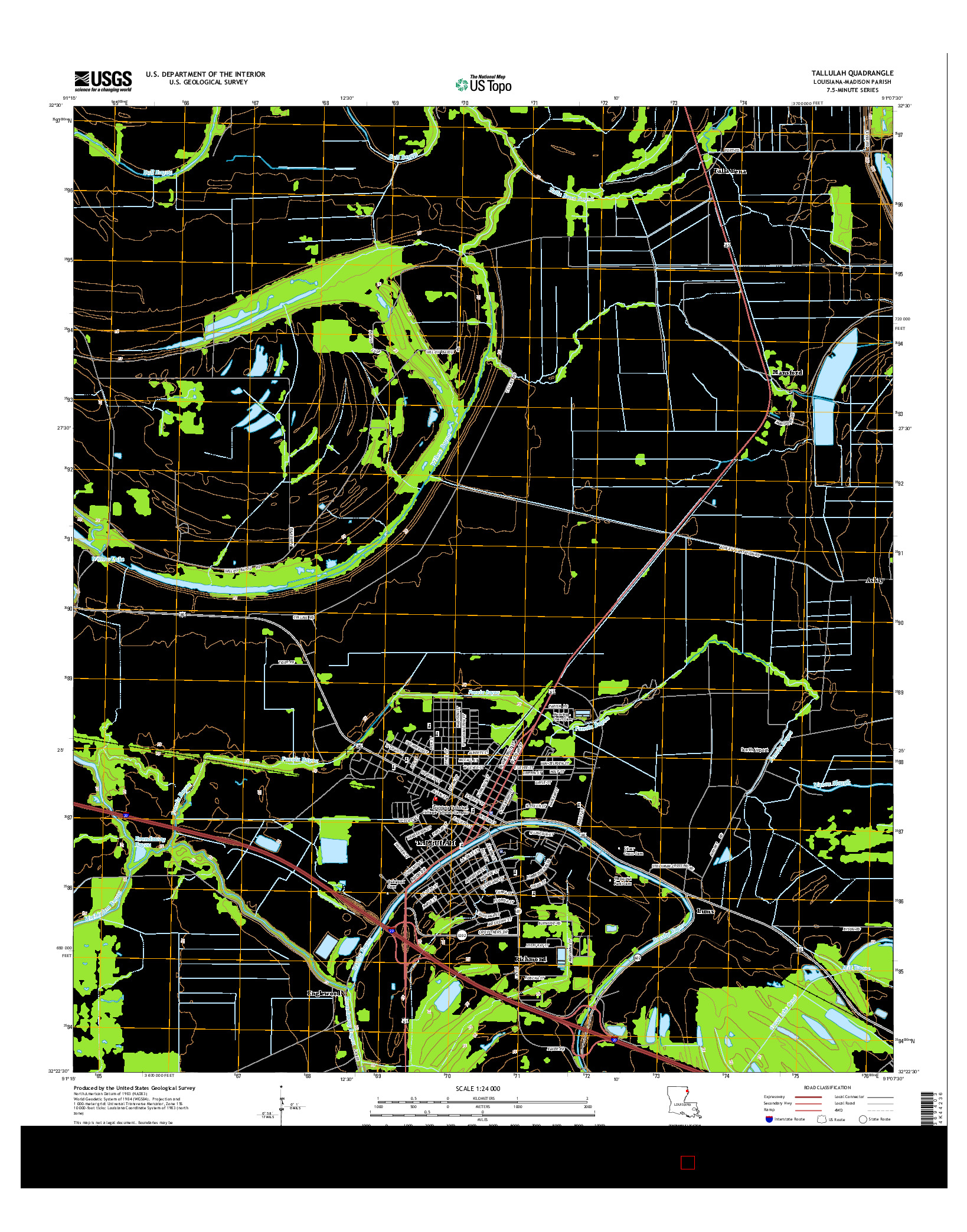 USGS US TOPO 7.5-MINUTE MAP FOR TALLULAH, LA 2015