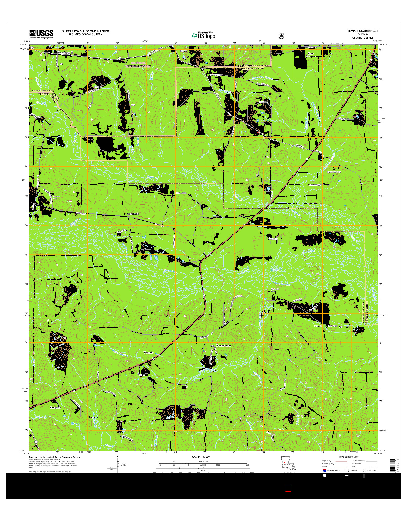USGS US TOPO 7.5-MINUTE MAP FOR TEMPLE, LA 2015