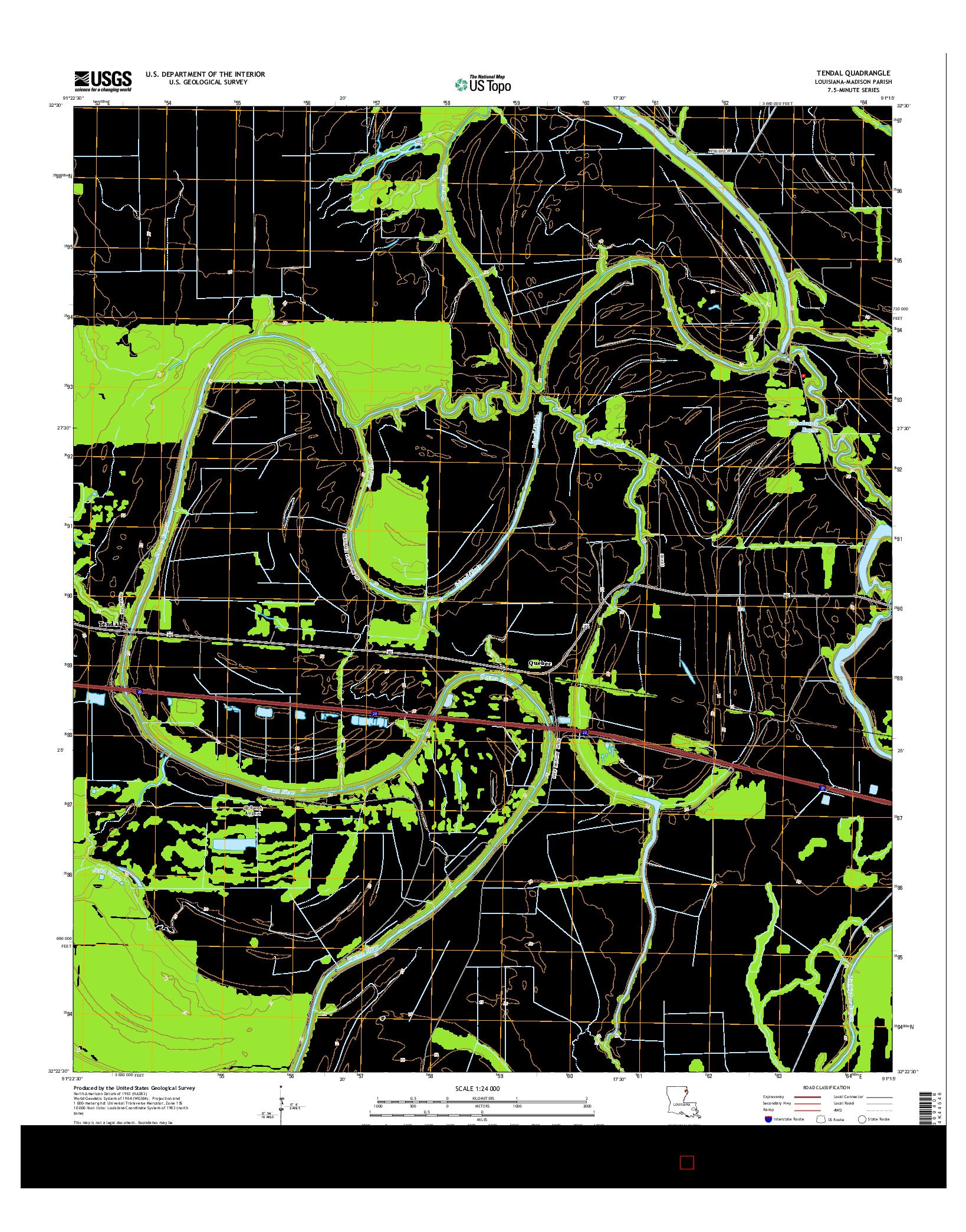 USGS US TOPO 7.5-MINUTE MAP FOR TENDAL, LA 2015