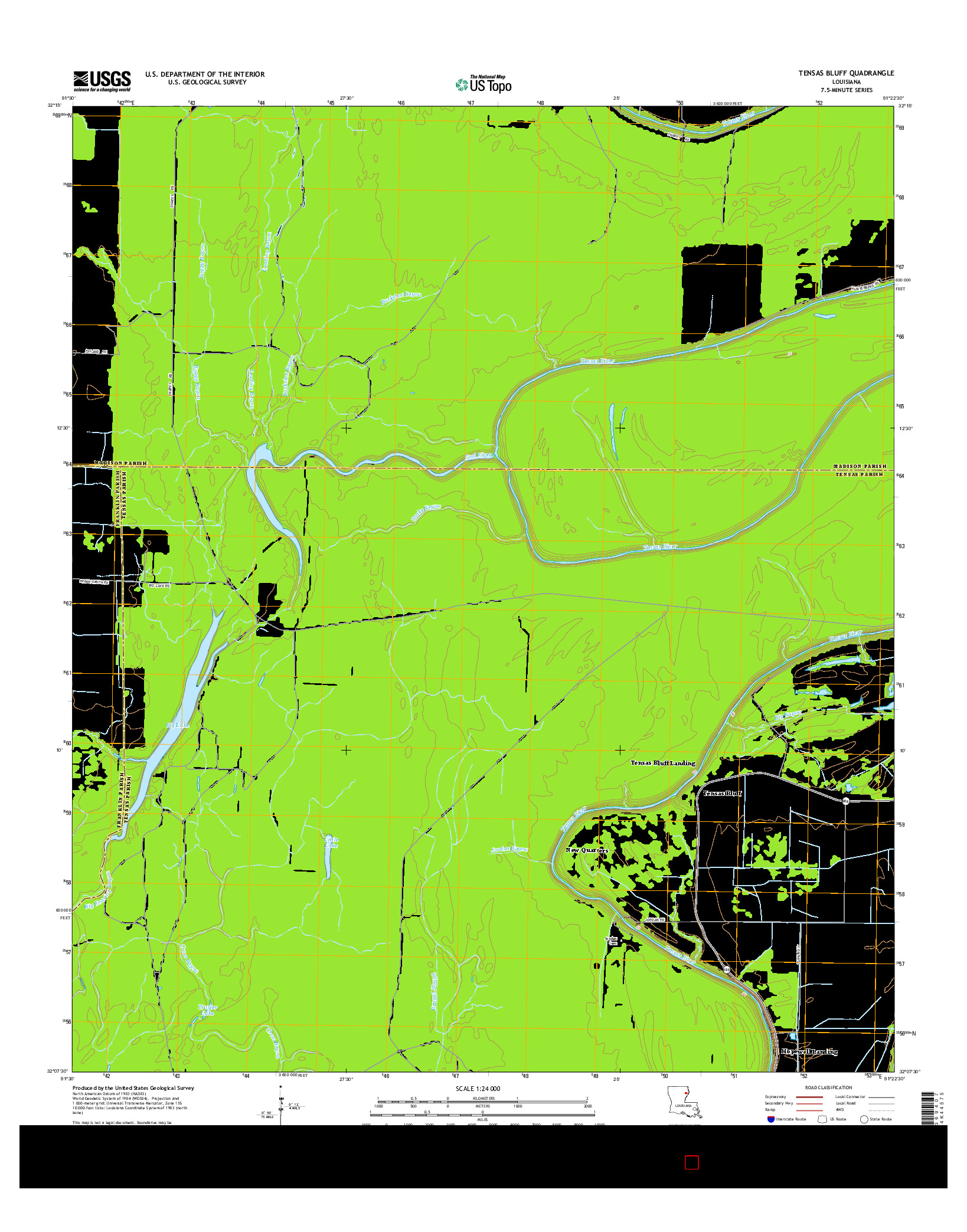 USGS US TOPO 7.5-MINUTE MAP FOR TENSAS BLUFF, LA 2015