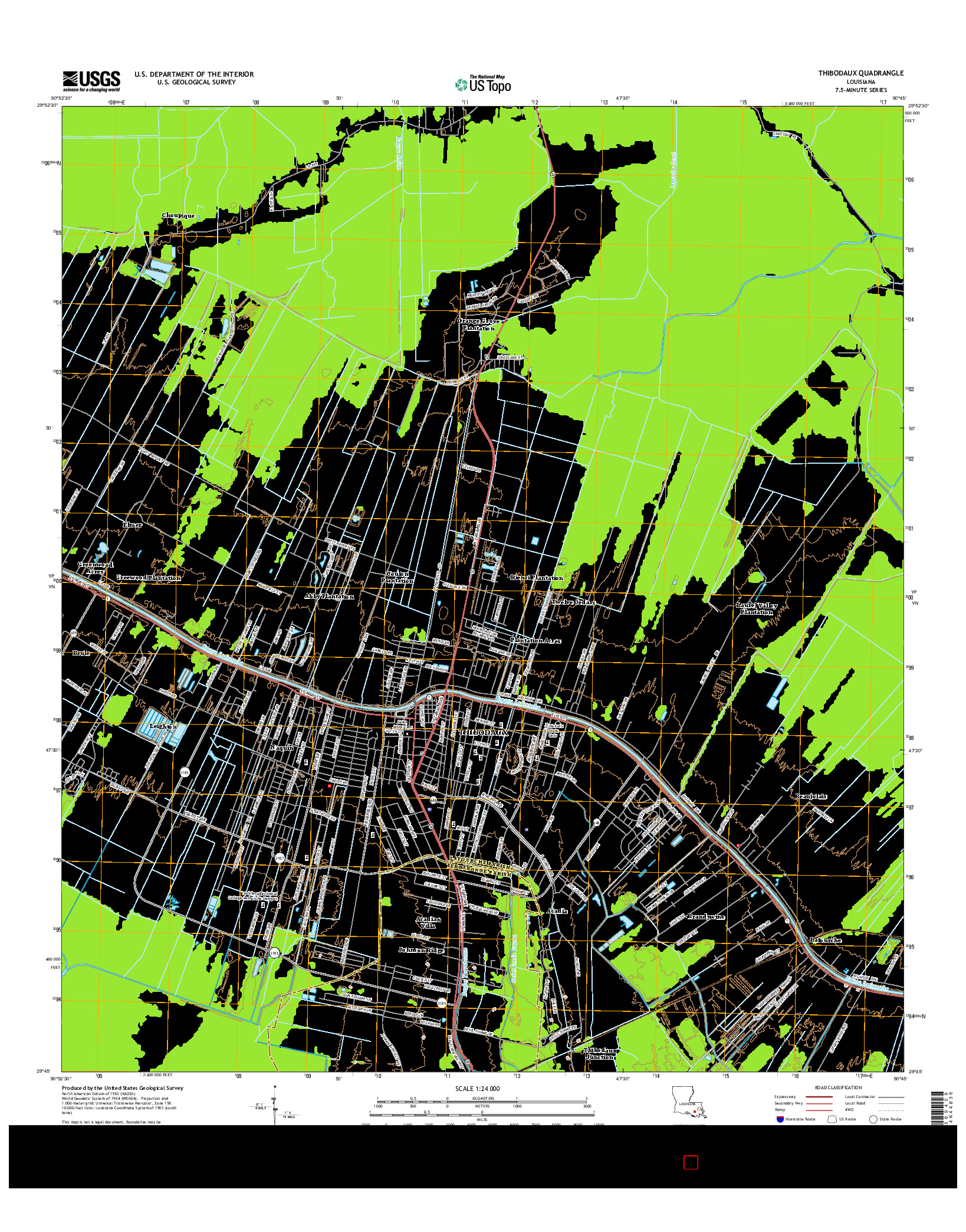 USGS US TOPO 7.5-MINUTE MAP FOR THIBODAUX, LA 2015