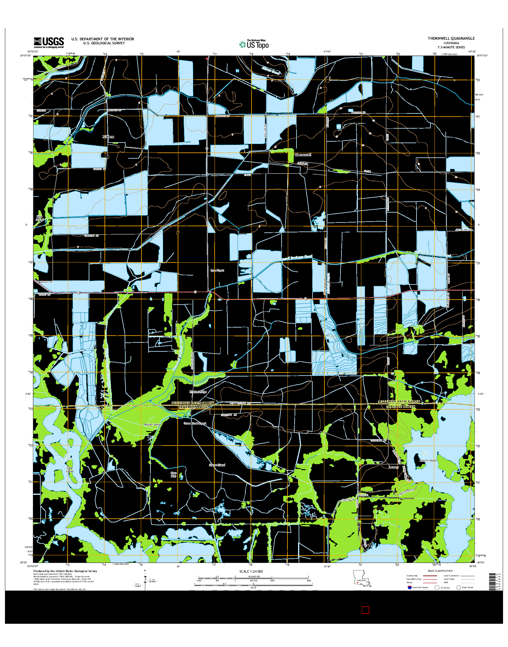 USGS US TOPO 7.5-MINUTE MAP FOR THORNWELL, LA 2015