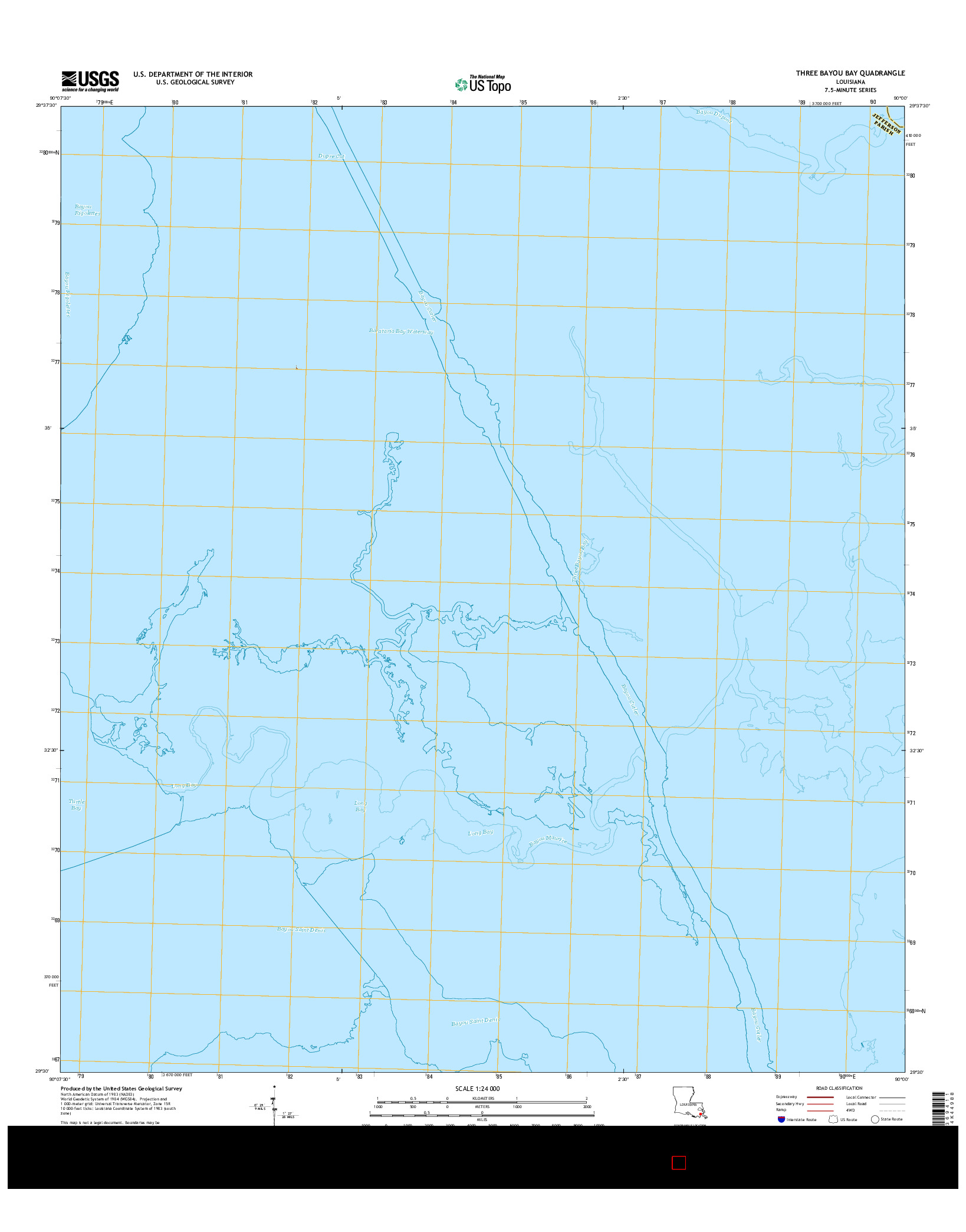 USGS US TOPO 7.5-MINUTE MAP FOR THREE BAYOU BAY, LA 2015