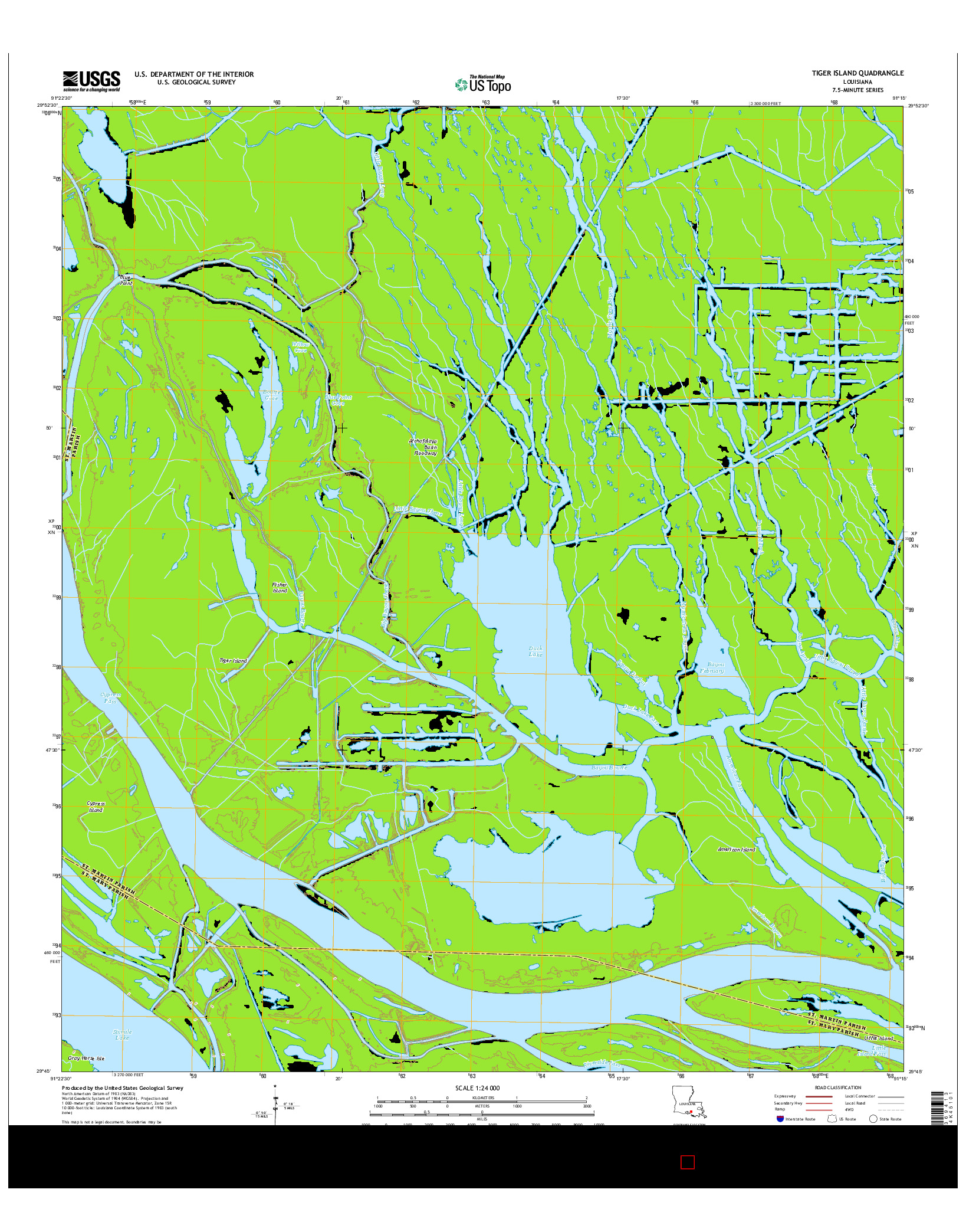 USGS US TOPO 7.5-MINUTE MAP FOR TIGER ISLAND, LA 2015