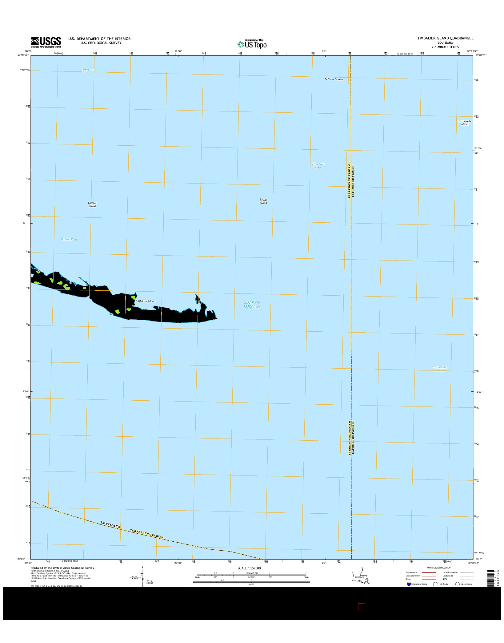 USGS US TOPO 7.5-MINUTE MAP FOR TIMBALIER ISLAND, LA 2015