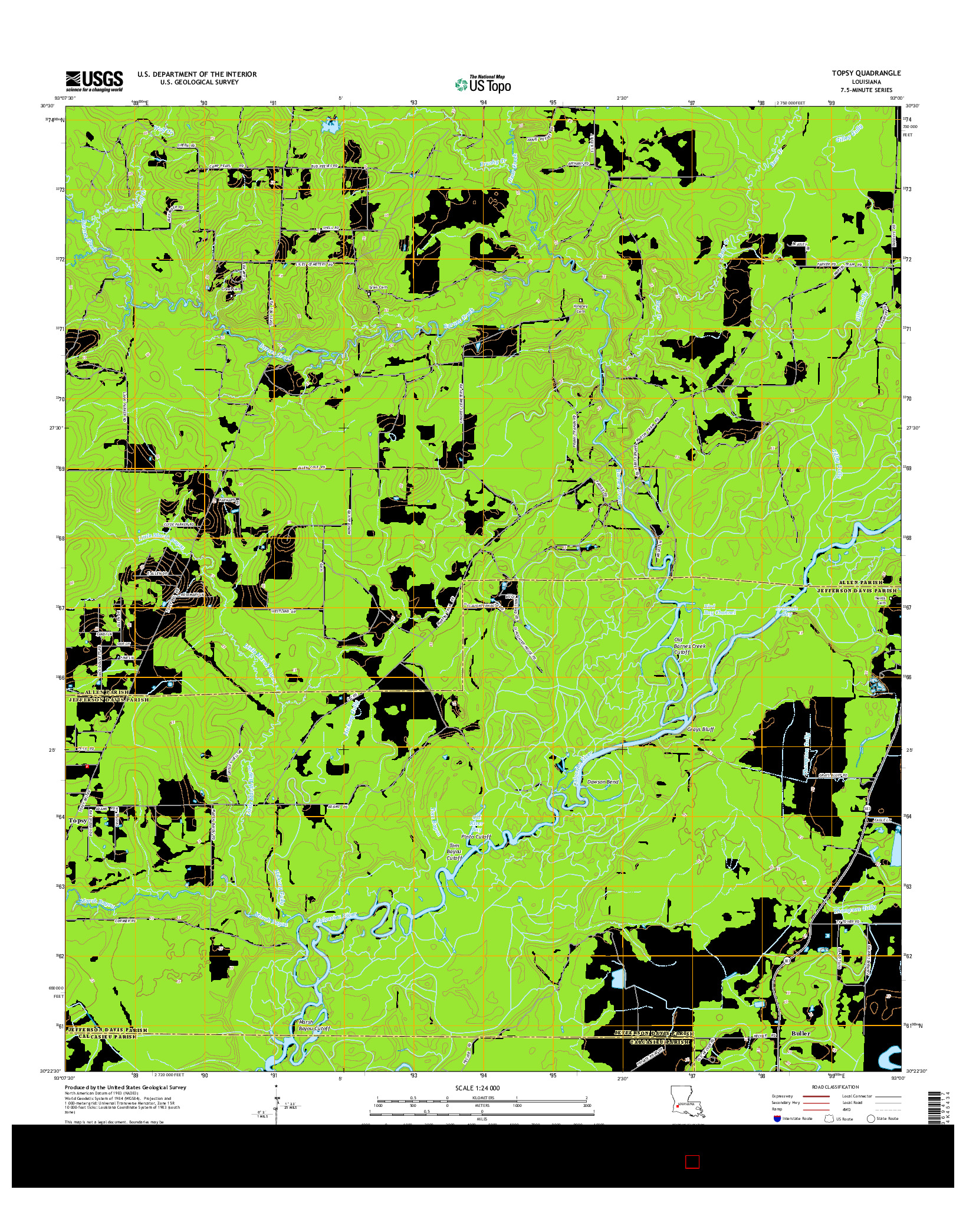 USGS US TOPO 7.5-MINUTE MAP FOR TOPSY, LA 2015