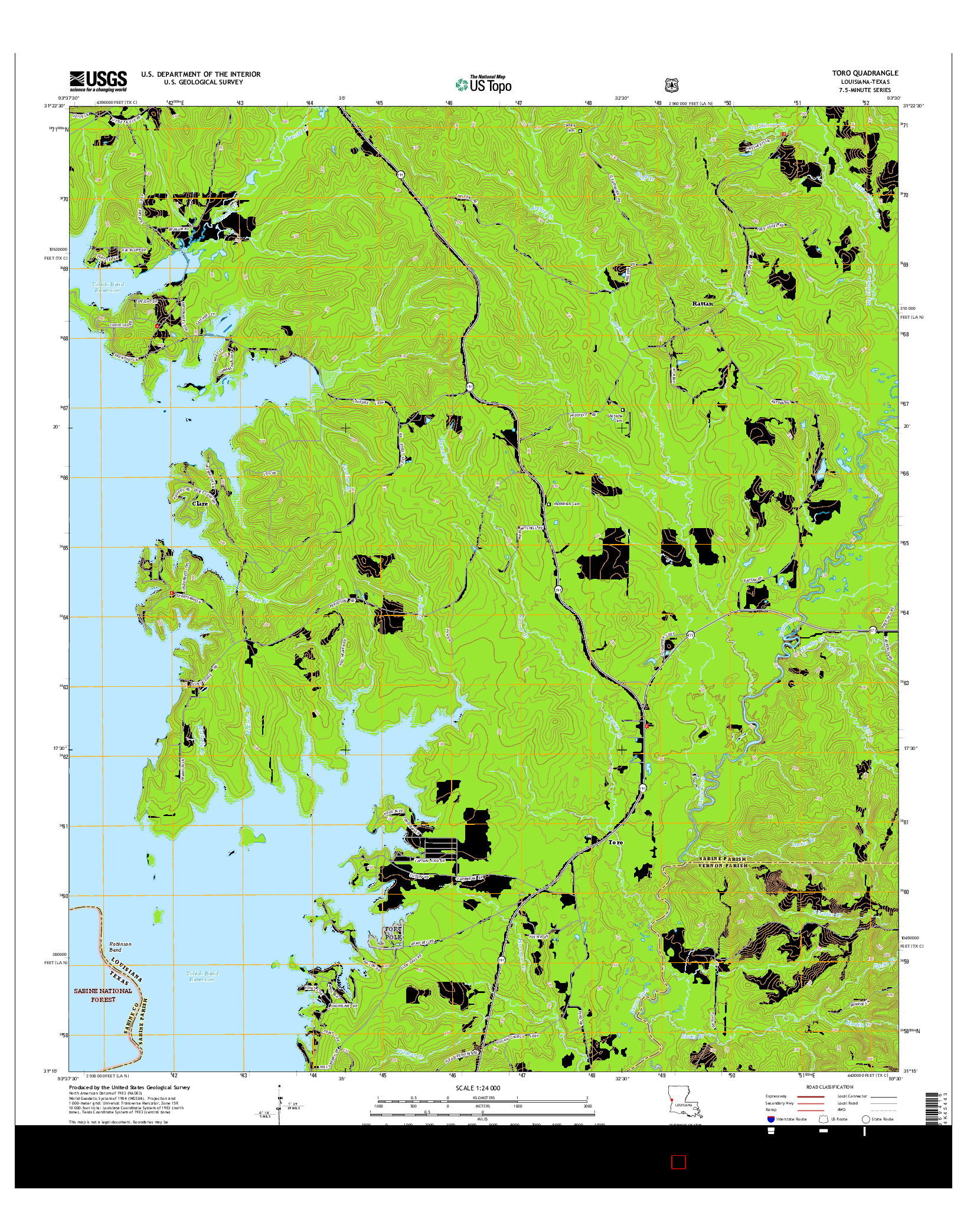 USGS US TOPO 7.5-MINUTE MAP FOR TORO, LA-TX 2015