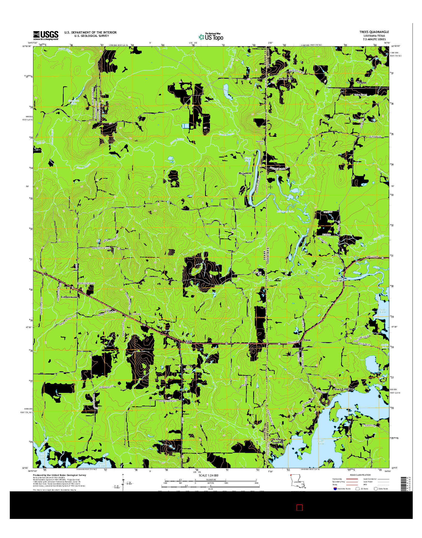 USGS US TOPO 7.5-MINUTE MAP FOR TREES, LA-TX 2015