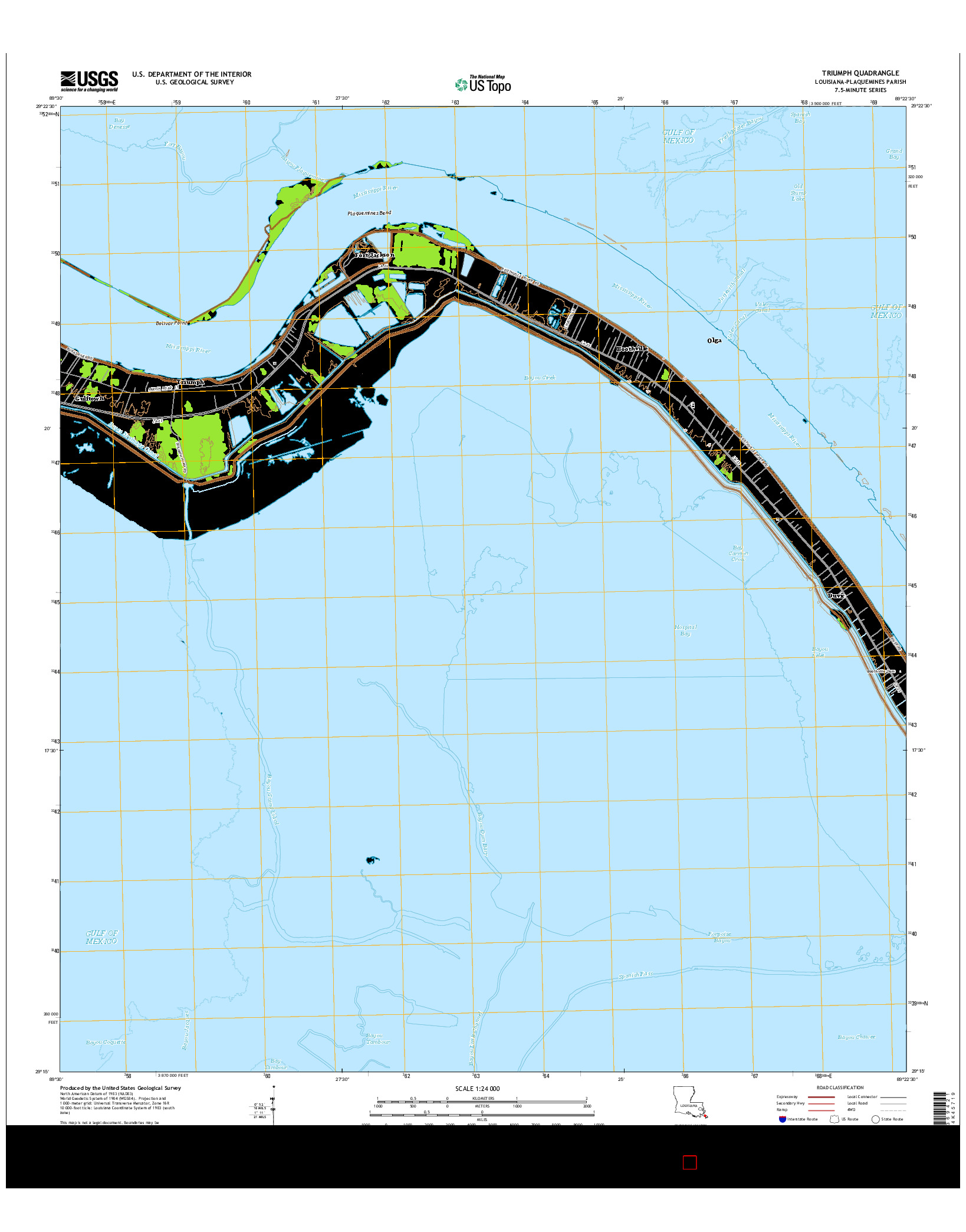 USGS US TOPO 7.5-MINUTE MAP FOR TRIUMPH, LA 2015