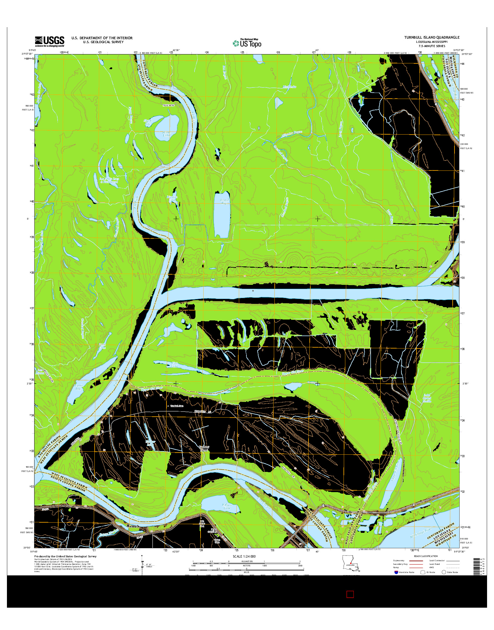 USGS US TOPO 7.5-MINUTE MAP FOR TURNBULL ISLAND, LA-MS 2015