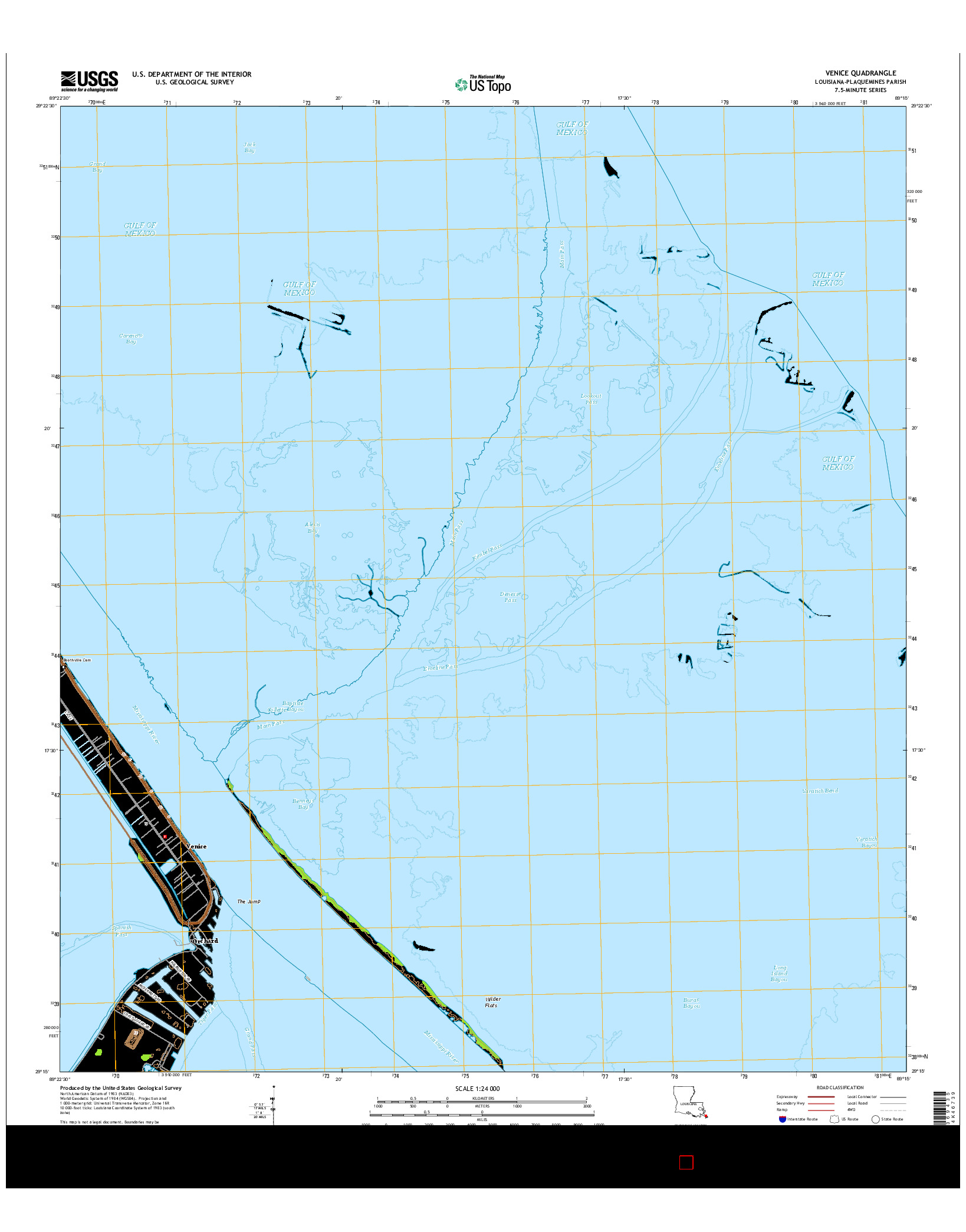 USGS US TOPO 7.5-MINUTE MAP FOR VENICE, LA 2015