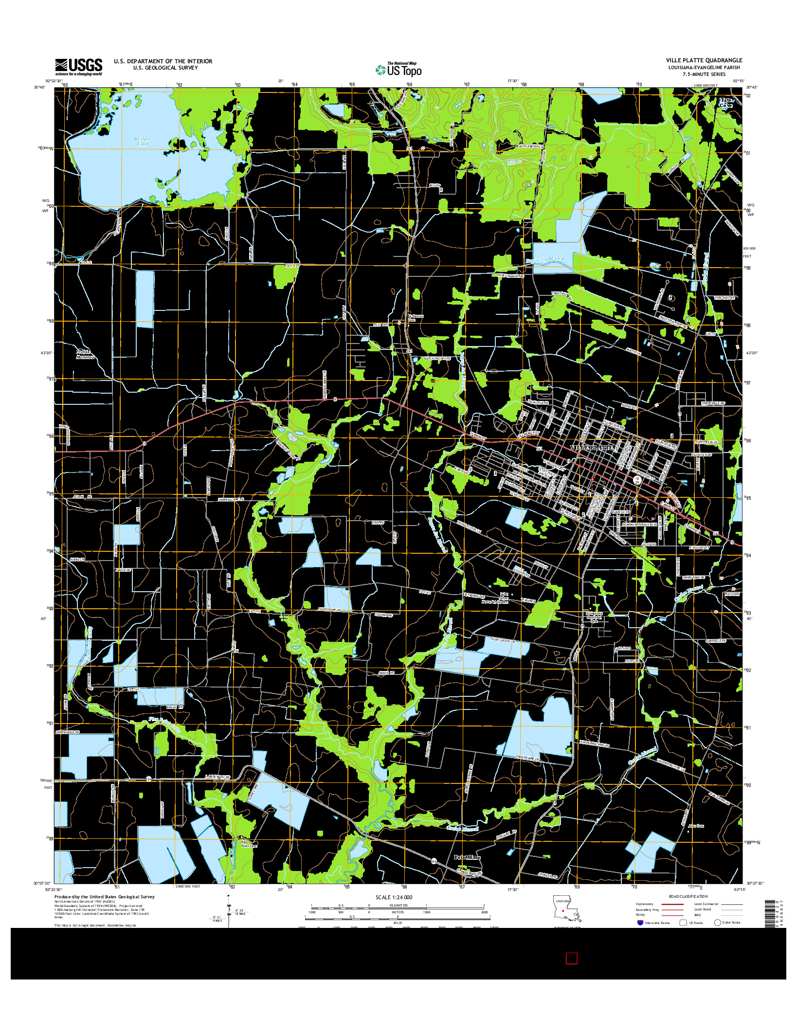 USGS US TOPO 7.5-MINUTE MAP FOR VILLE PLATTE, LA 2015