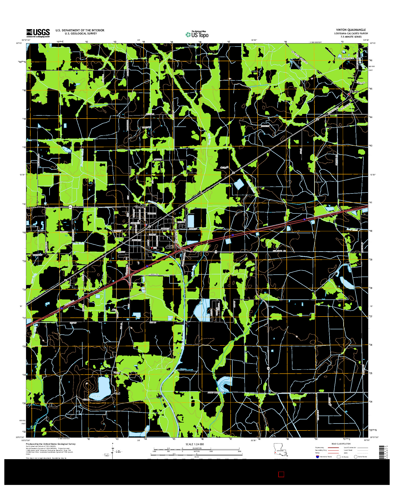 USGS US TOPO 7.5-MINUTE MAP FOR VINTON, LA 2015