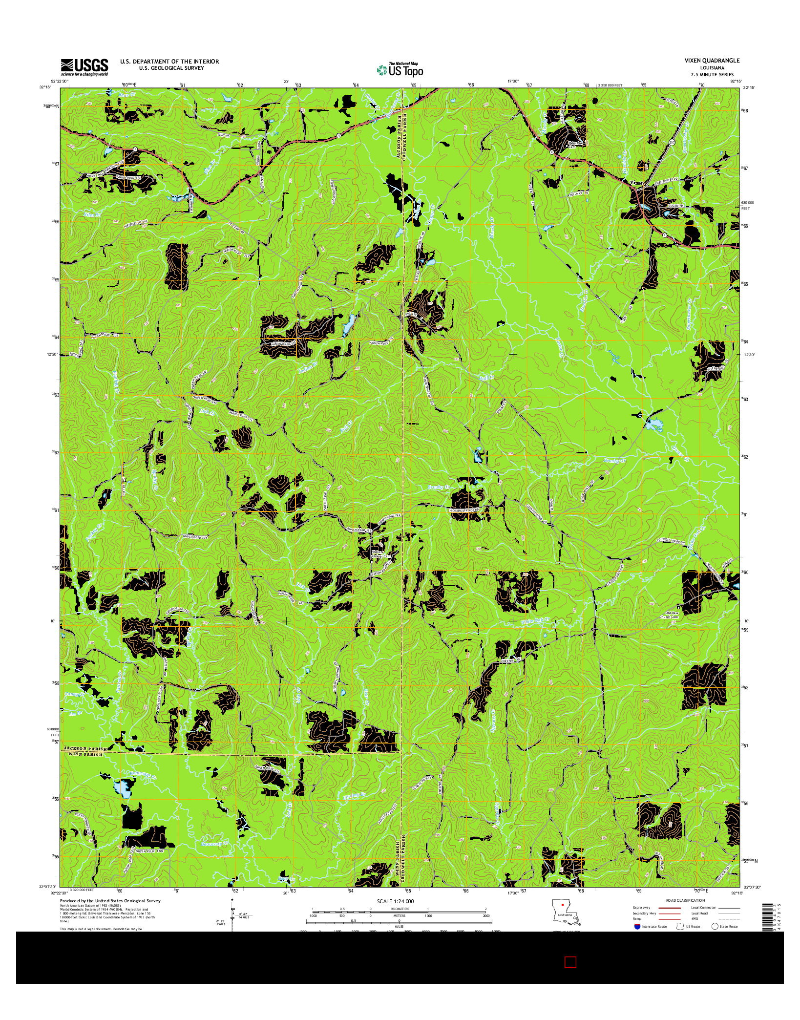 USGS US TOPO 7.5-MINUTE MAP FOR VIXEN, LA 2015