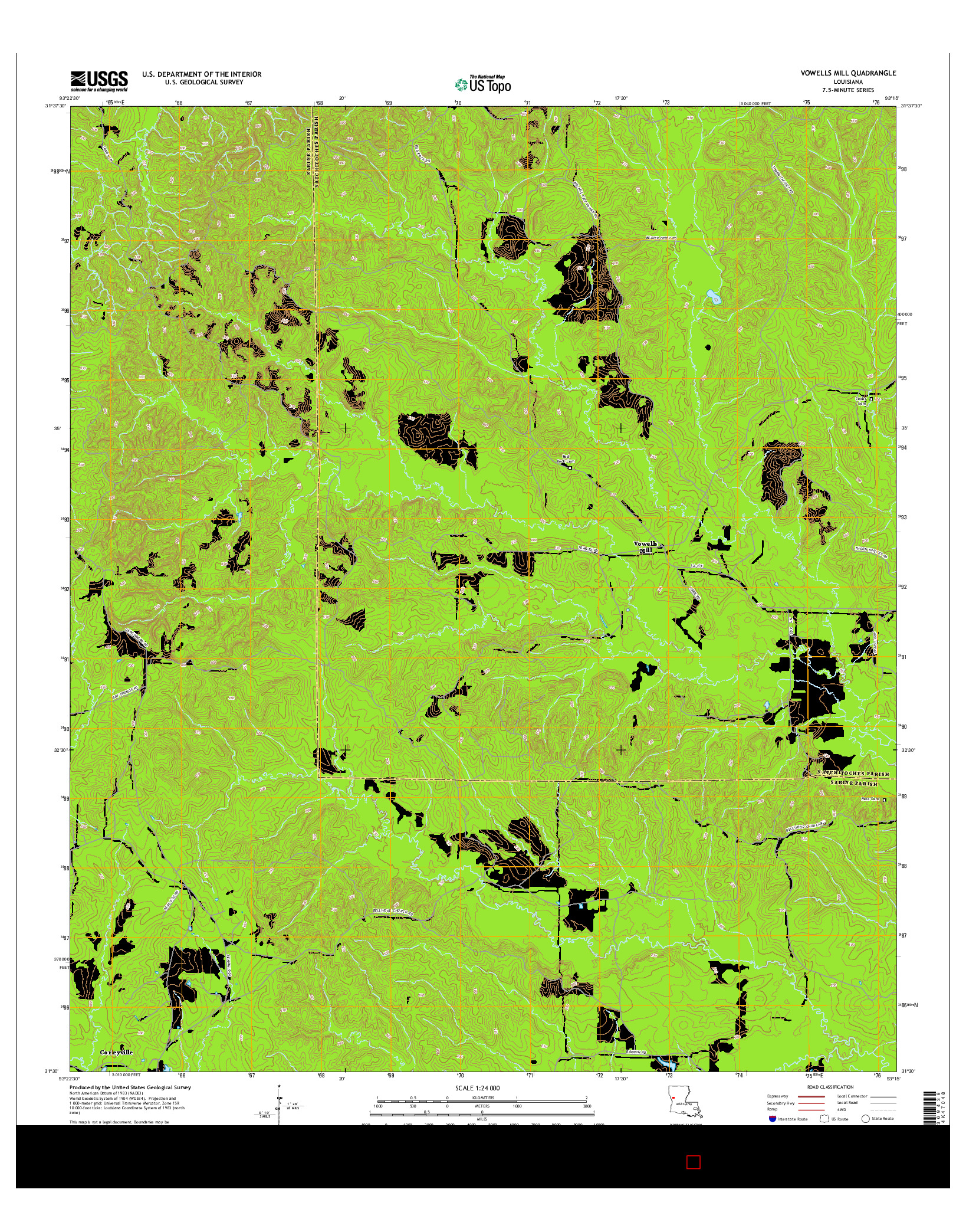 USGS US TOPO 7.5-MINUTE MAP FOR VOWELLS MILL, LA 2015