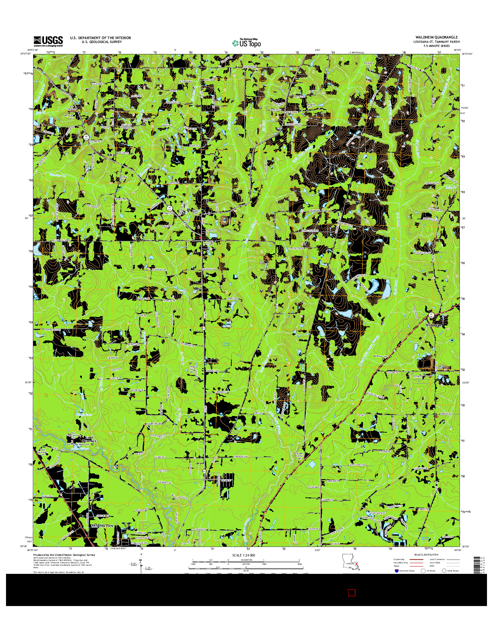 USGS US TOPO 7.5-MINUTE MAP FOR WALDHEIM, LA 2015