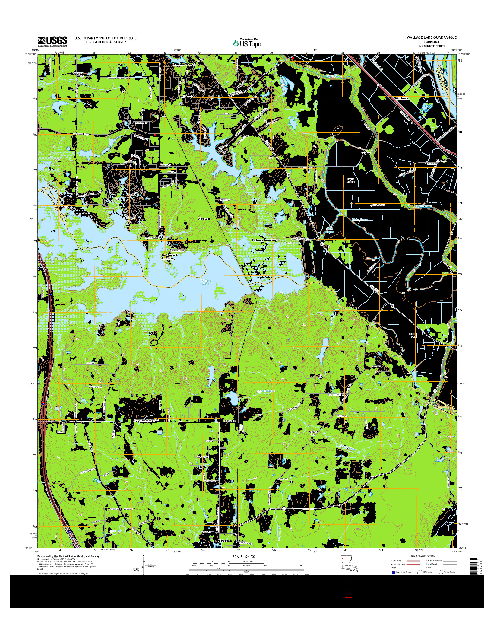 USGS US TOPO 7.5-MINUTE MAP FOR WALLACE LAKE, LA 2015