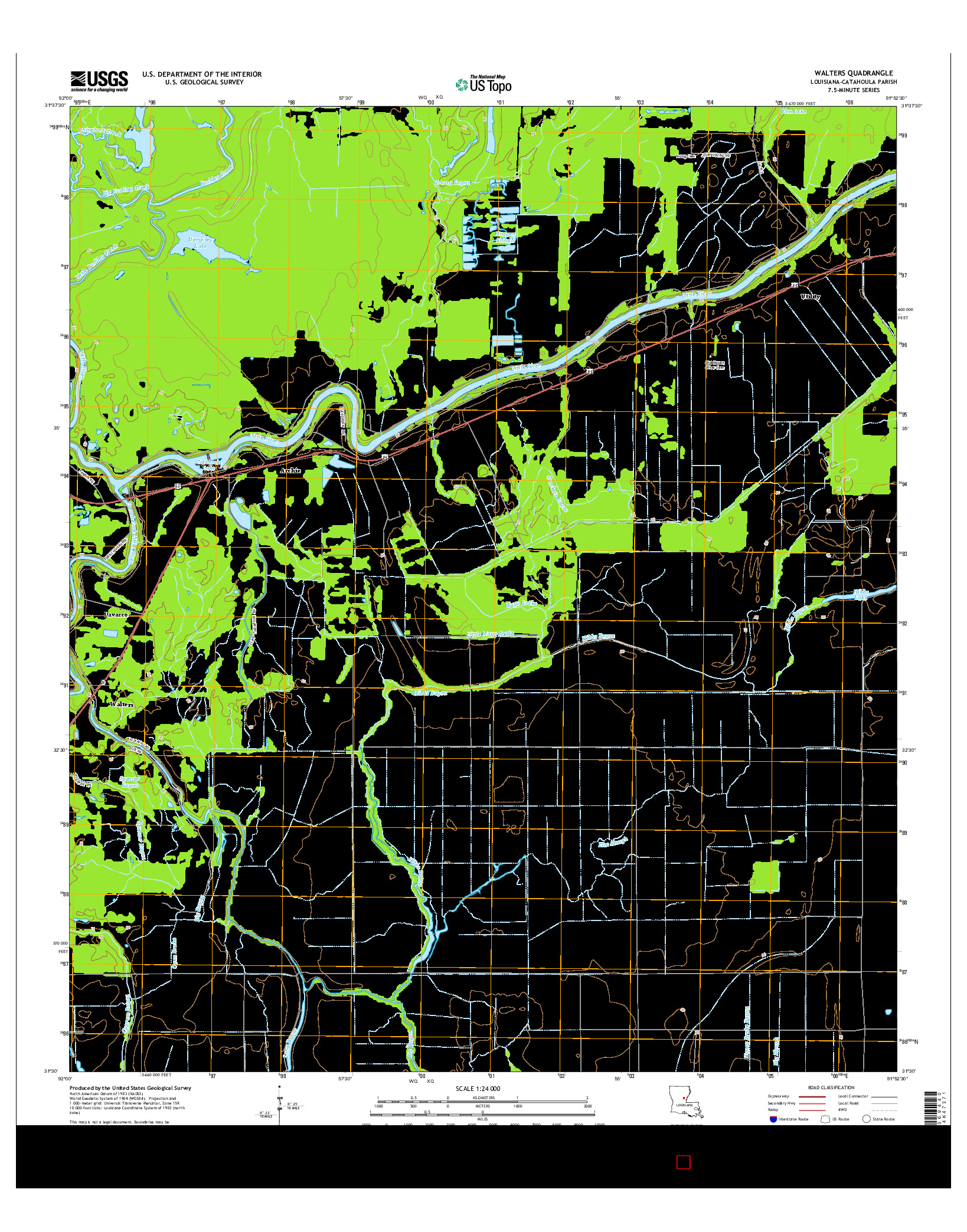 USGS US TOPO 7.5-MINUTE MAP FOR WALTERS, LA 2015