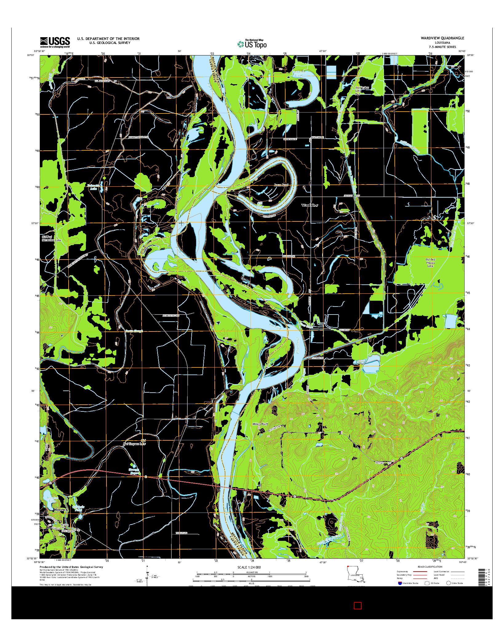 USGS US TOPO 7.5-MINUTE MAP FOR WARDVIEW, LA 2015