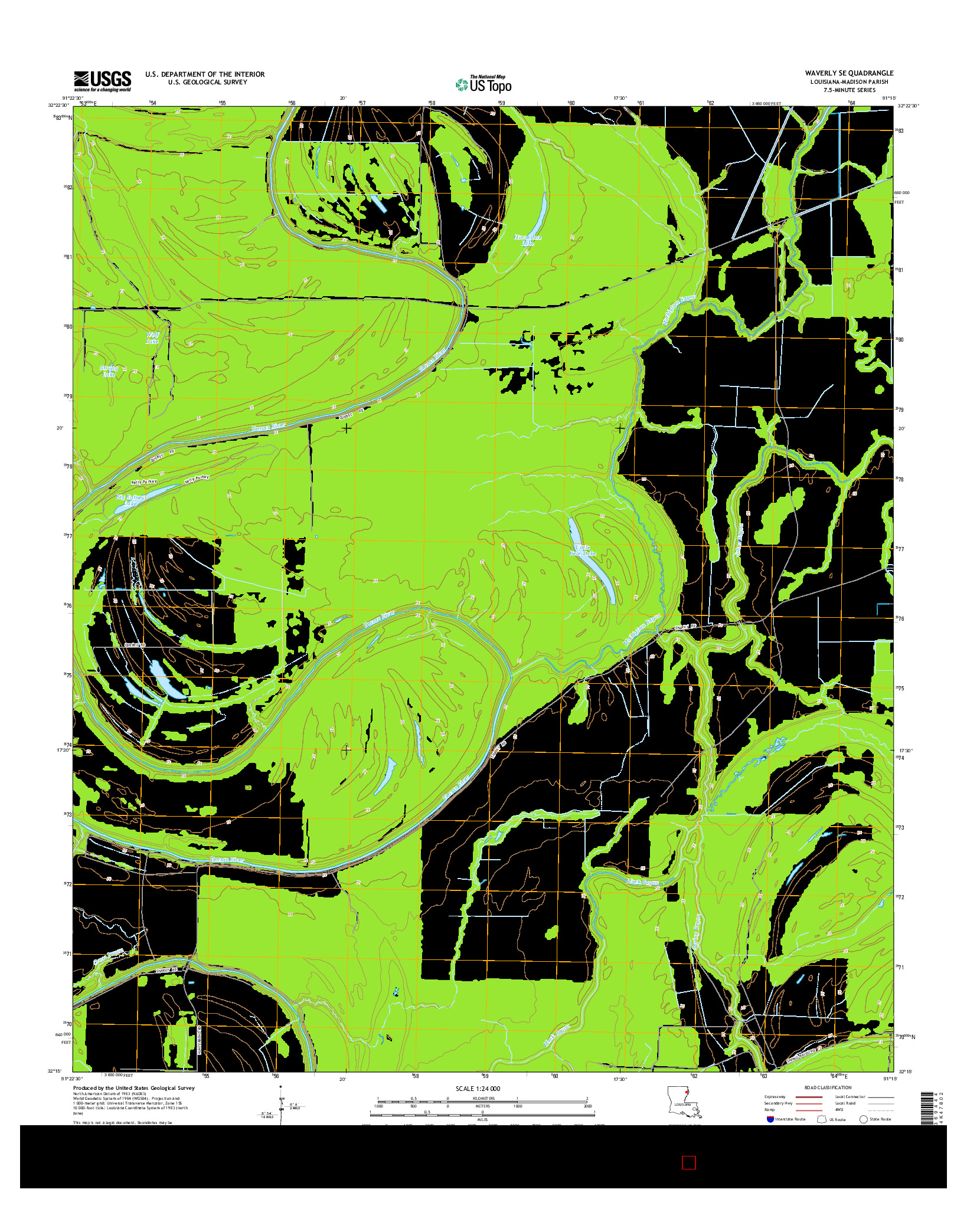 USGS US TOPO 7.5-MINUTE MAP FOR WAVERLY SE, LA 2015