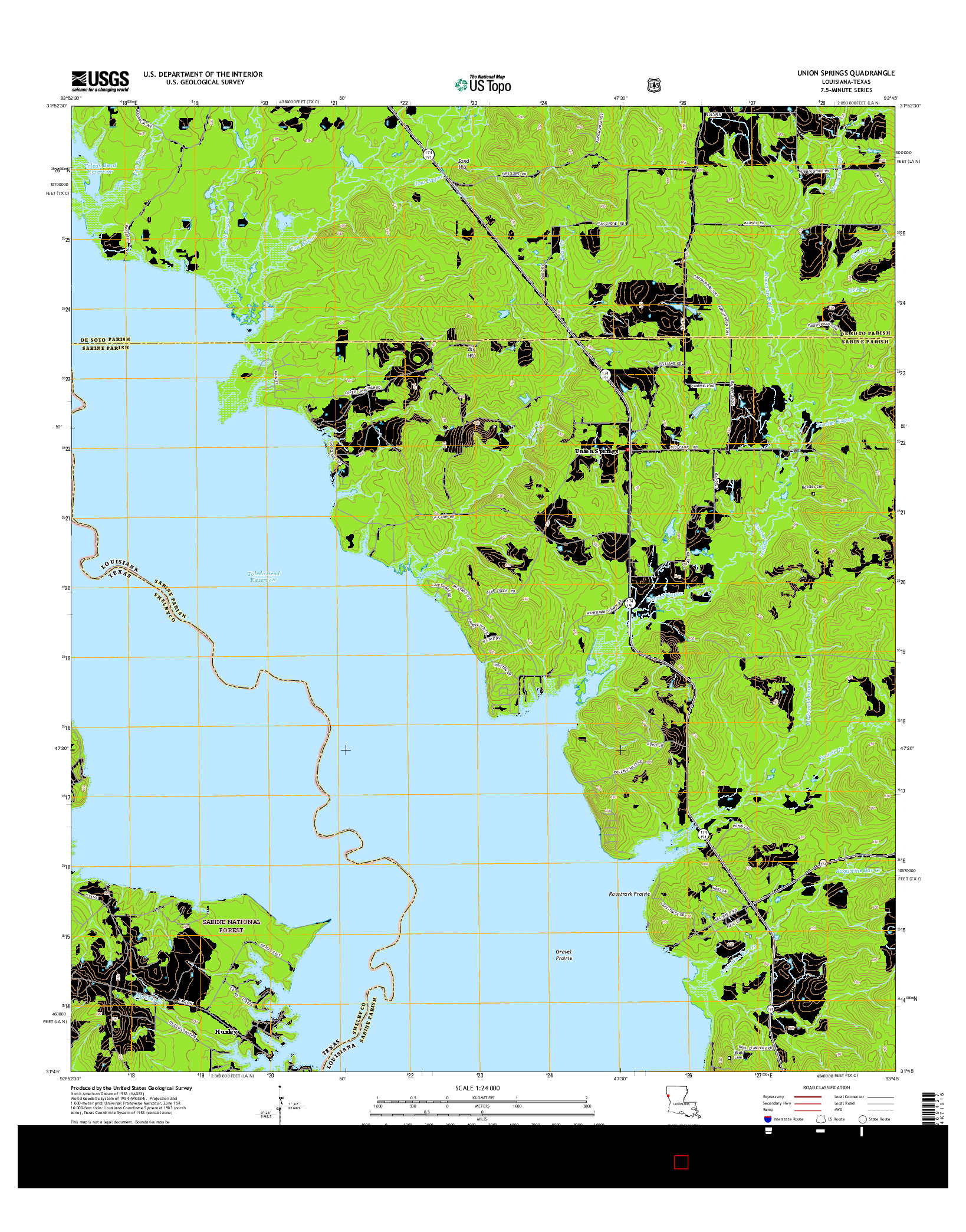 USGS US TOPO 7.5-MINUTE MAP FOR UNION SPRINGS, LA-TX 2015