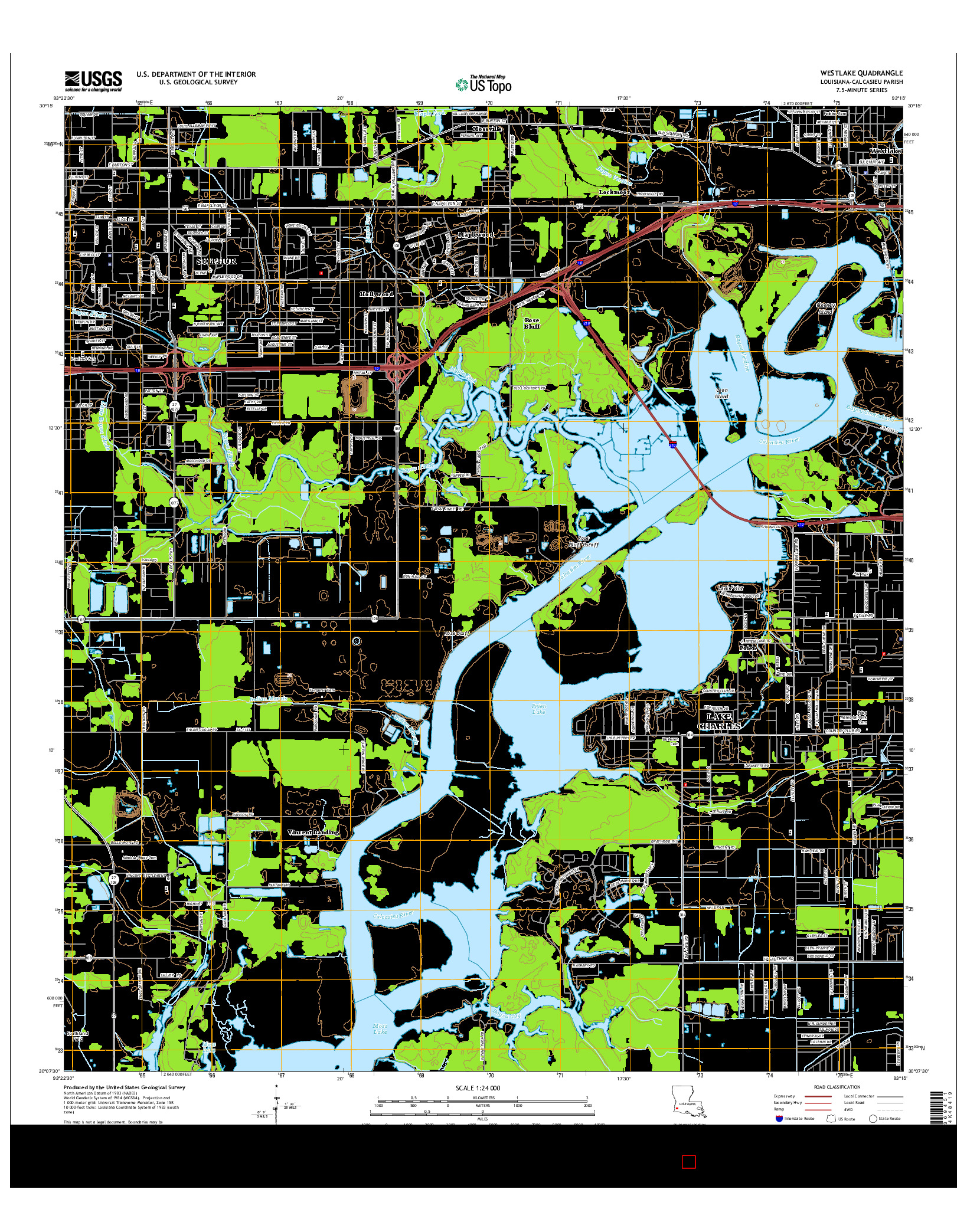 USGS US TOPO 7.5-MINUTE MAP FOR WESTLAKE, LA 2015