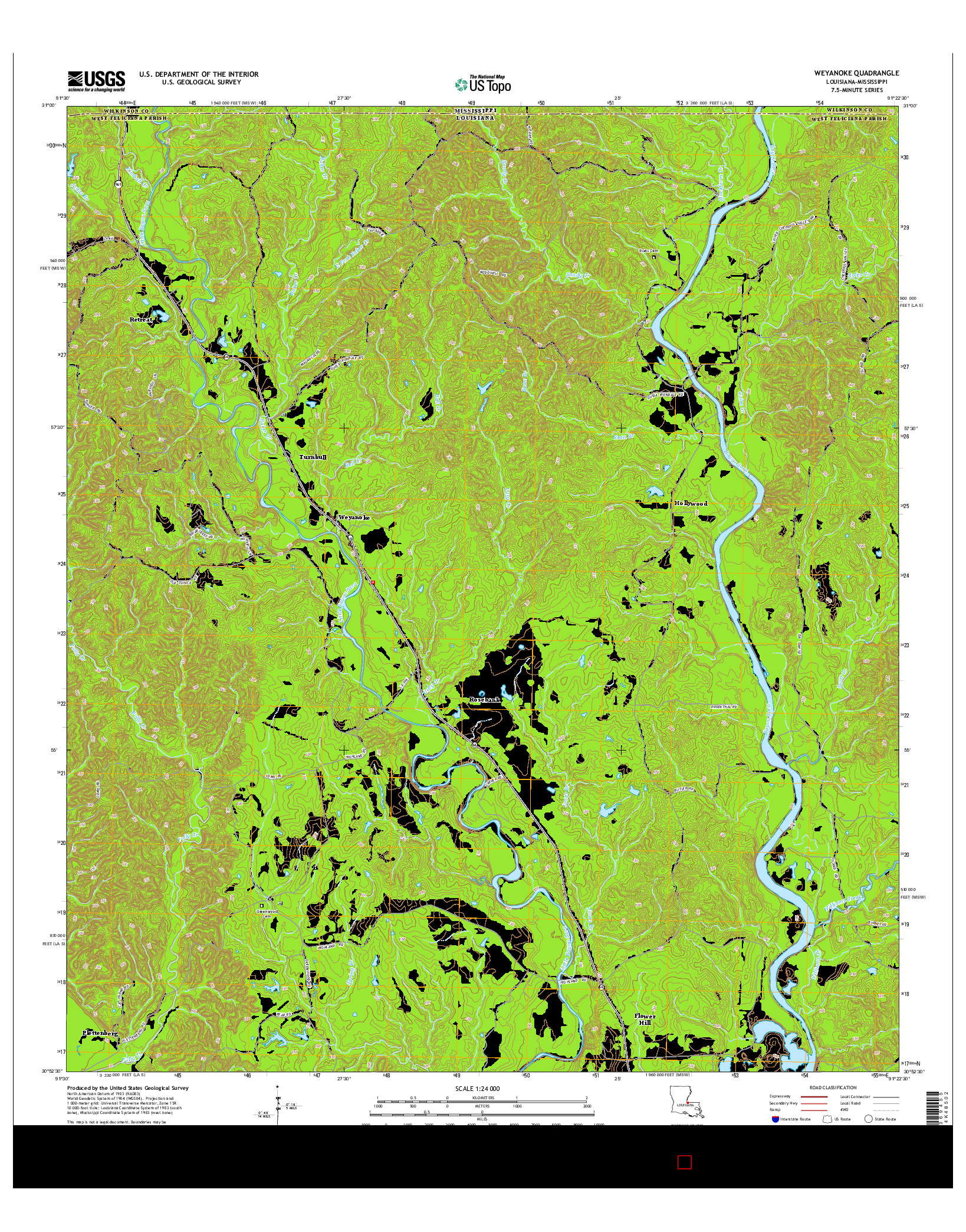 USGS US TOPO 7.5-MINUTE MAP FOR WEYANOKE, LA-MS 2015