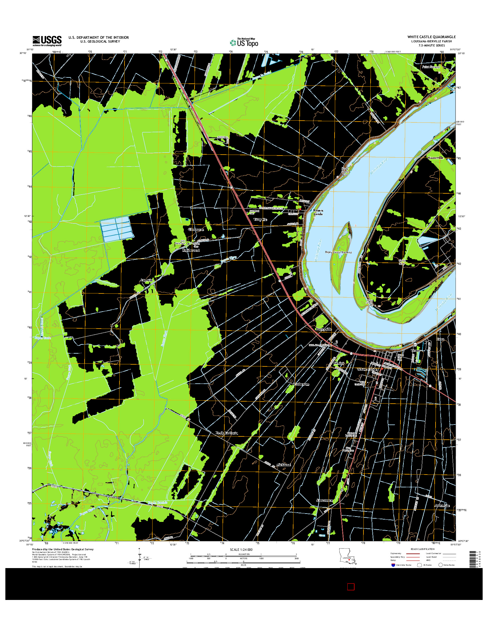 USGS US TOPO 7.5-MINUTE MAP FOR WHITE CASTLE, LA 2015