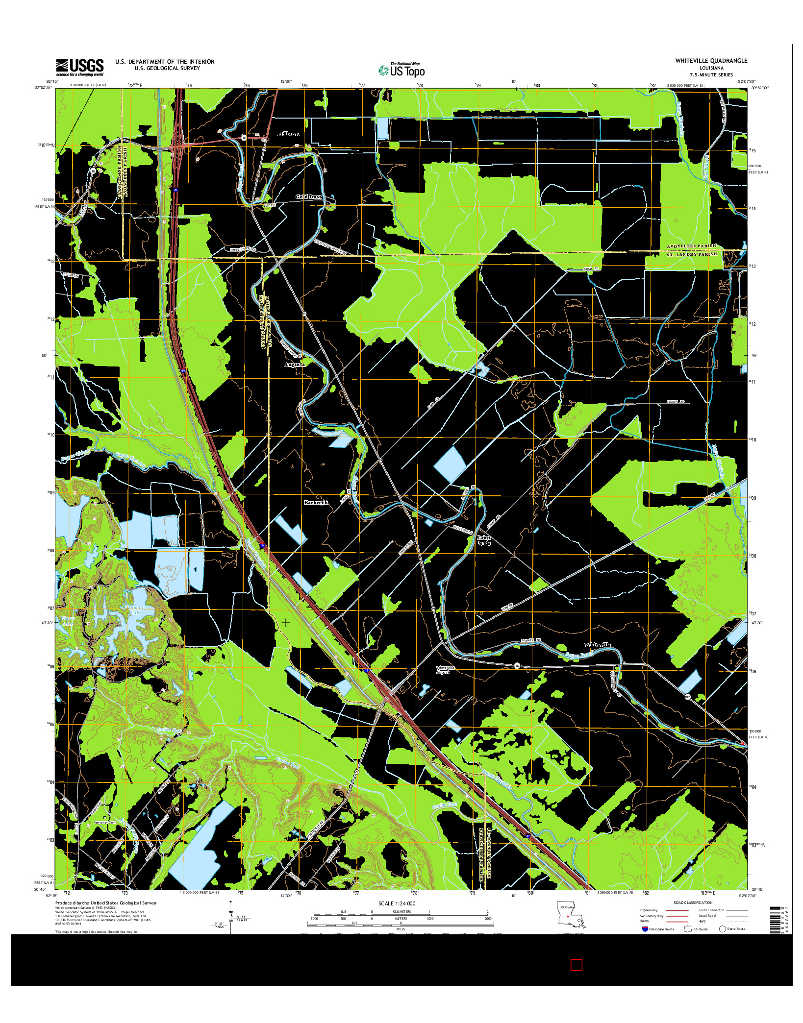 USGS US TOPO 7.5-MINUTE MAP FOR WHITEVILLE, LA 2015