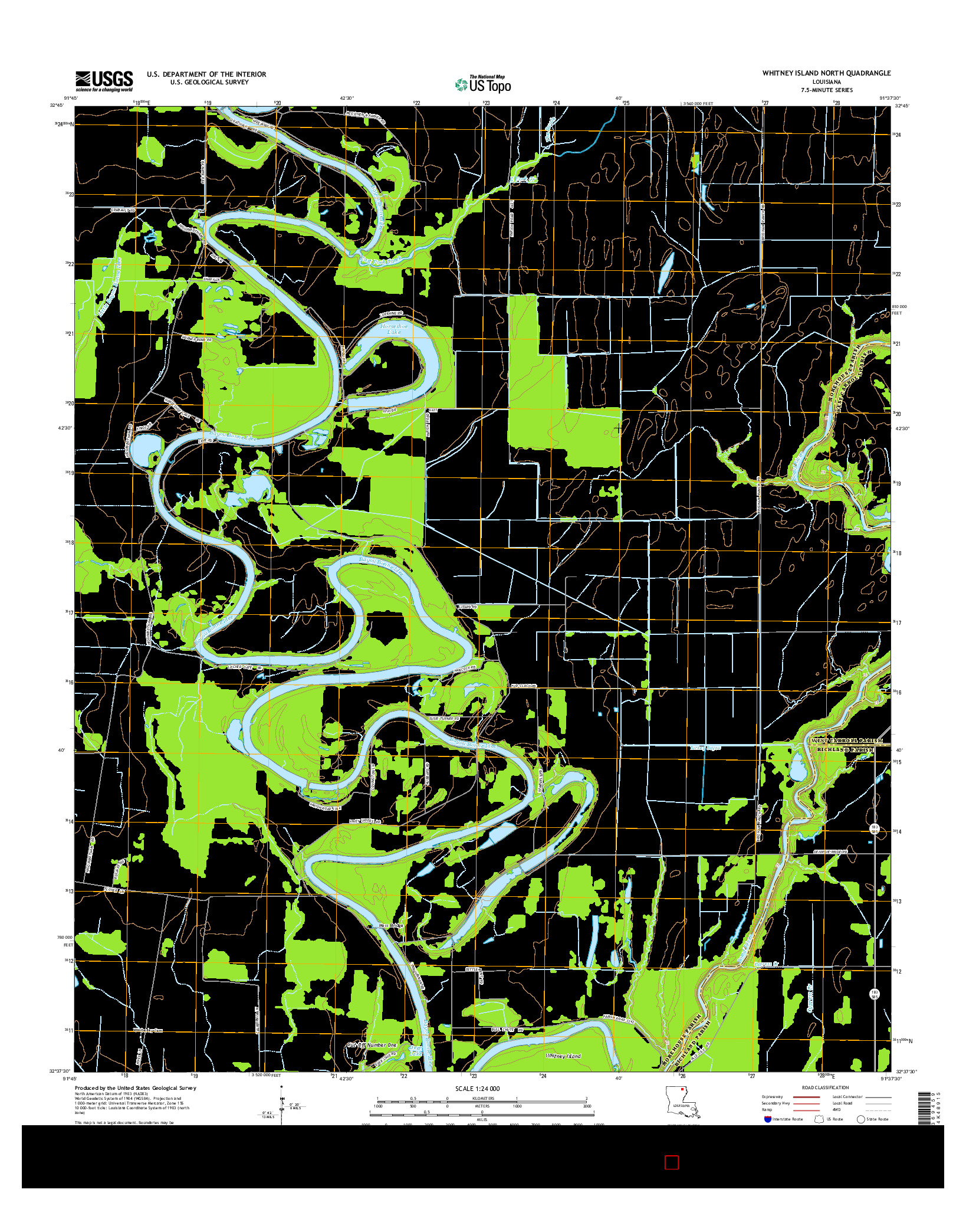 USGS US TOPO 7.5-MINUTE MAP FOR WHITNEY ISLAND NORTH, LA 2015