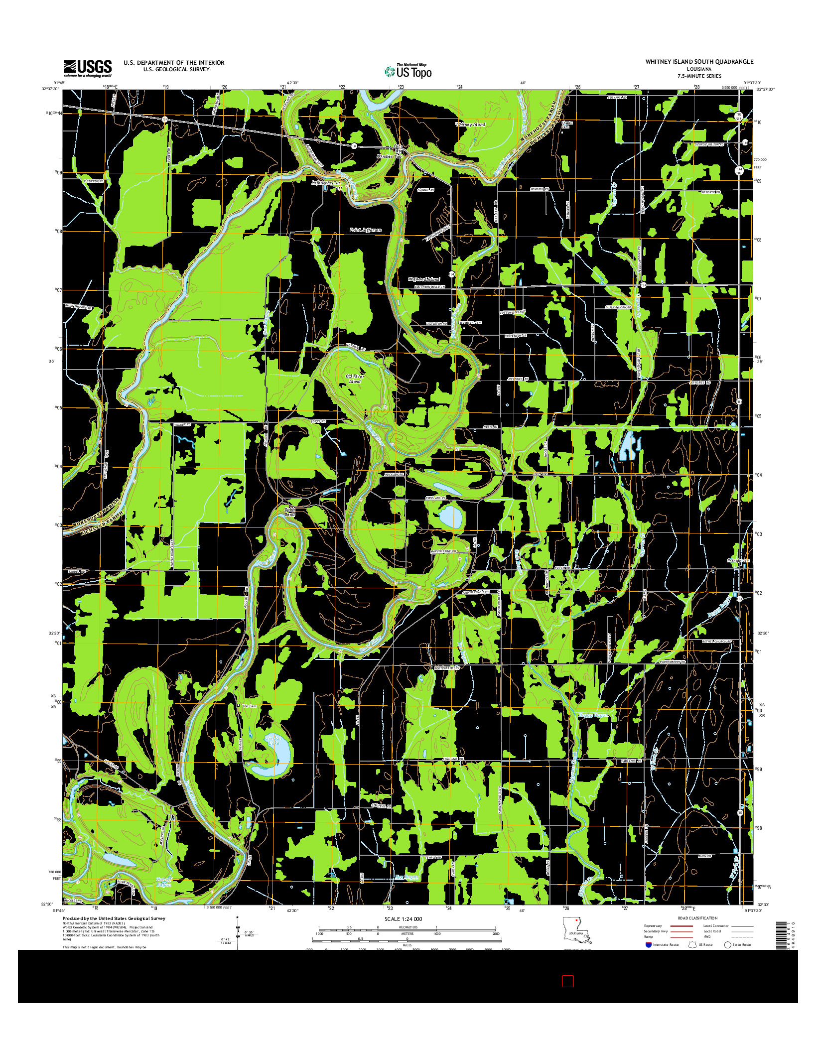 USGS US TOPO 7.5-MINUTE MAP FOR WHITNEY ISLAND SOUTH, LA 2015