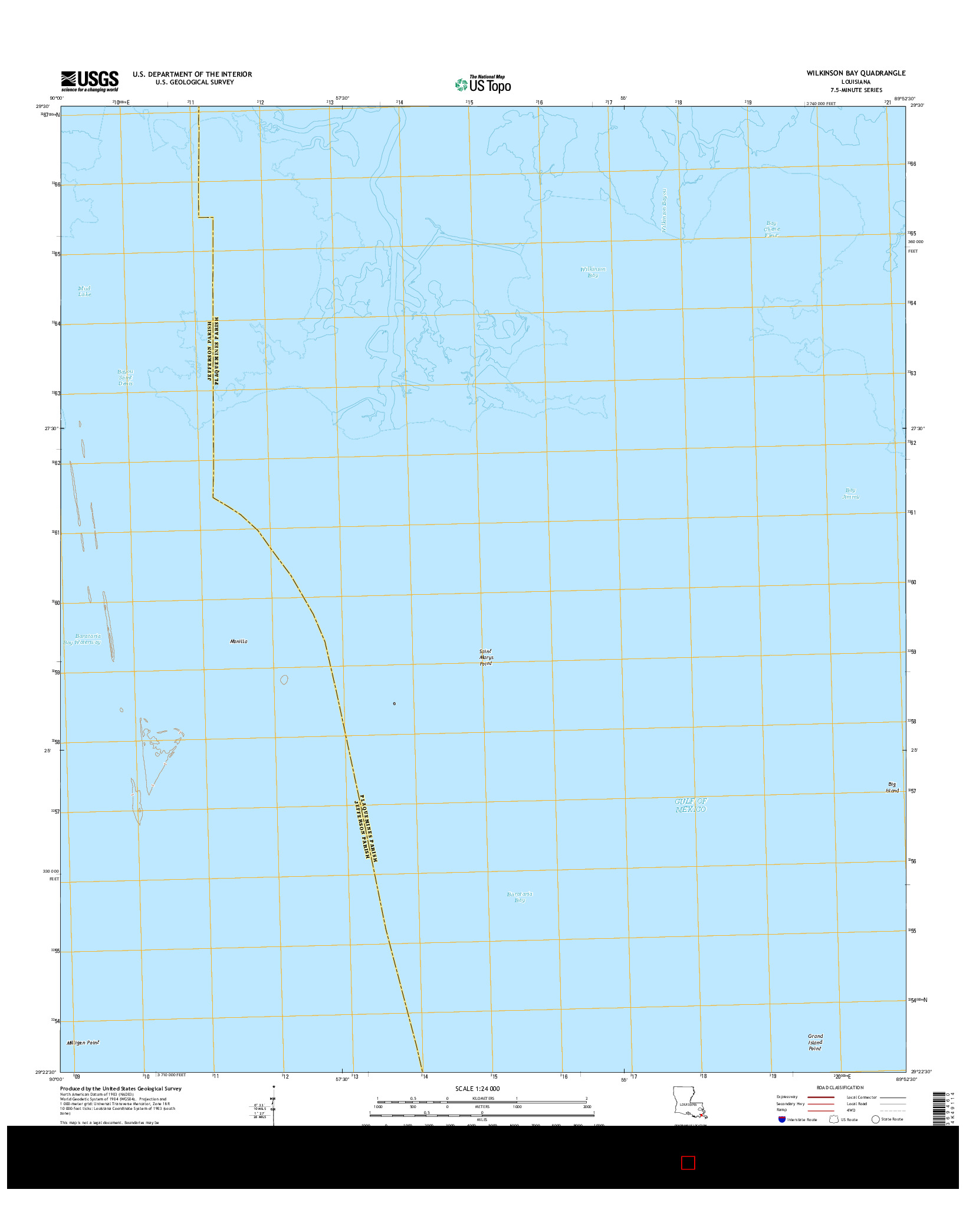 USGS US TOPO 7.5-MINUTE MAP FOR WILKINSON BAY, LA 2015