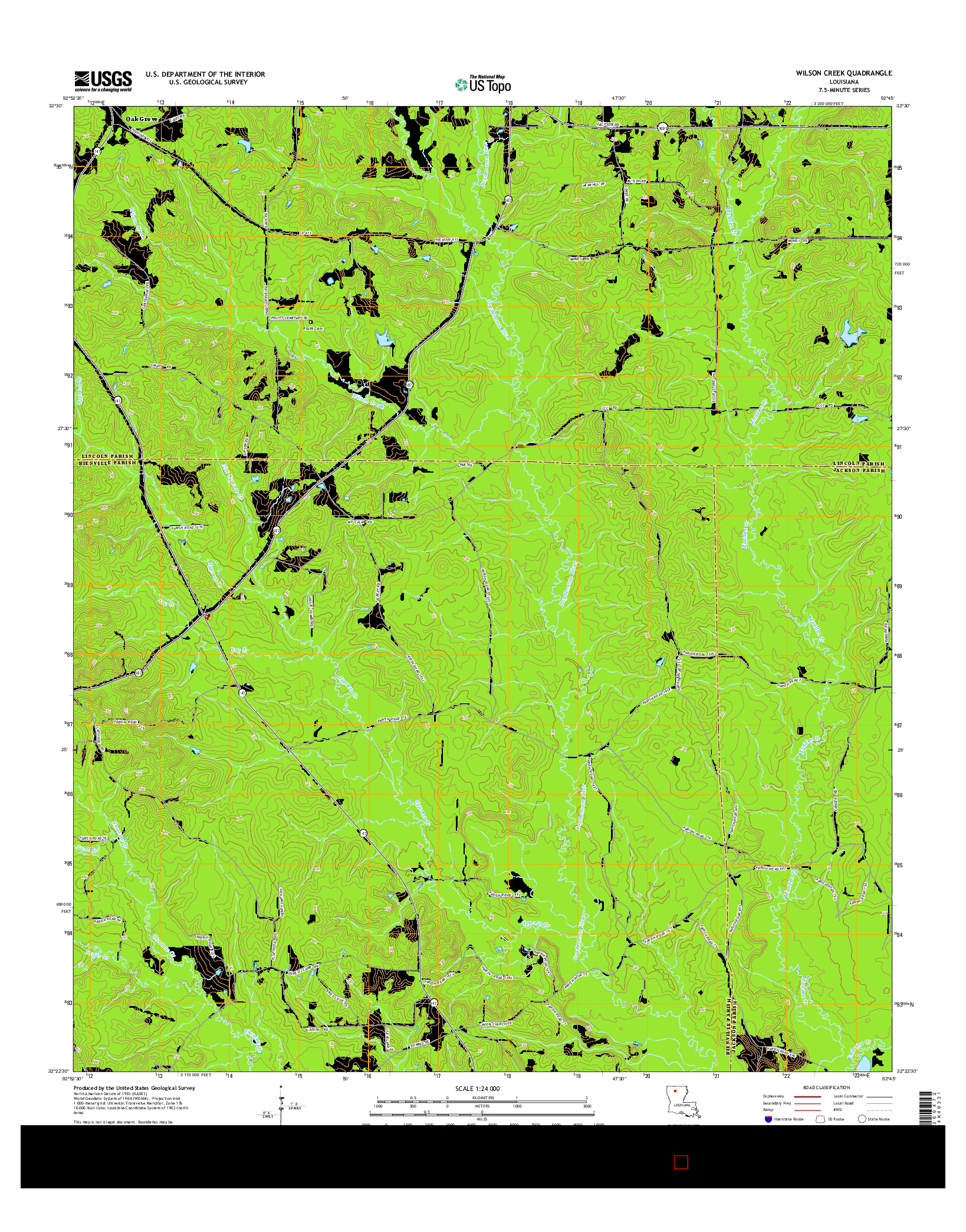 USGS US TOPO 7.5-MINUTE MAP FOR WILSON CREEK, LA 2015