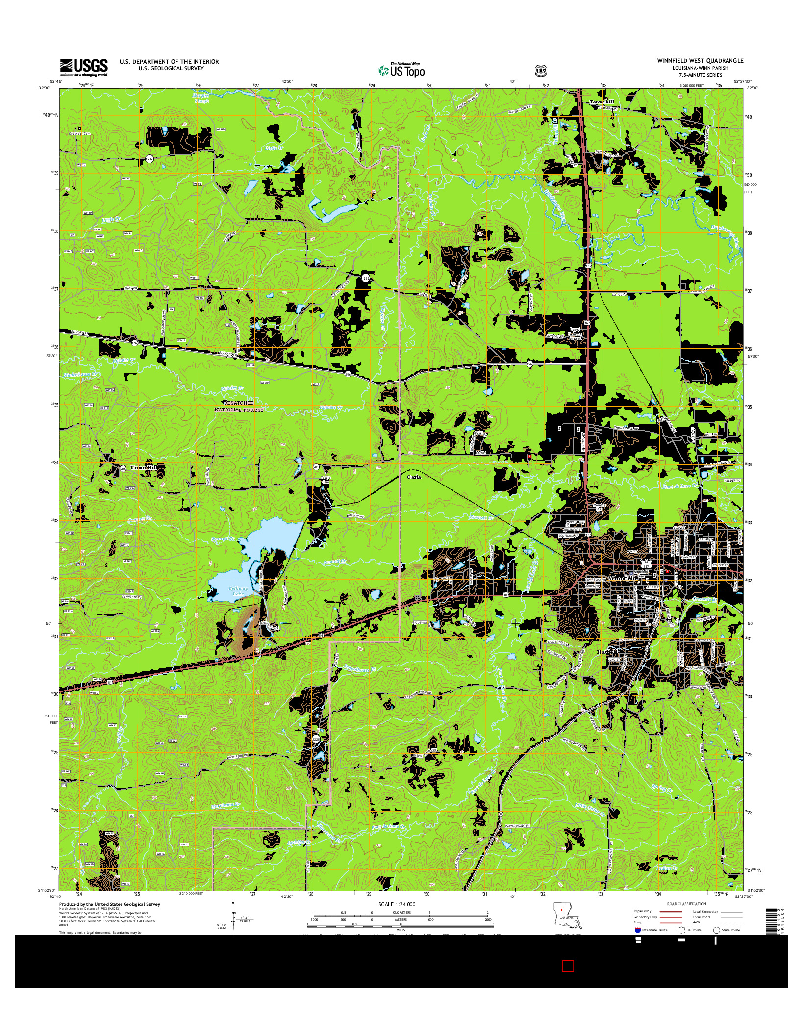 USGS US TOPO 7.5-MINUTE MAP FOR WINNFIELD WEST, LA 2015