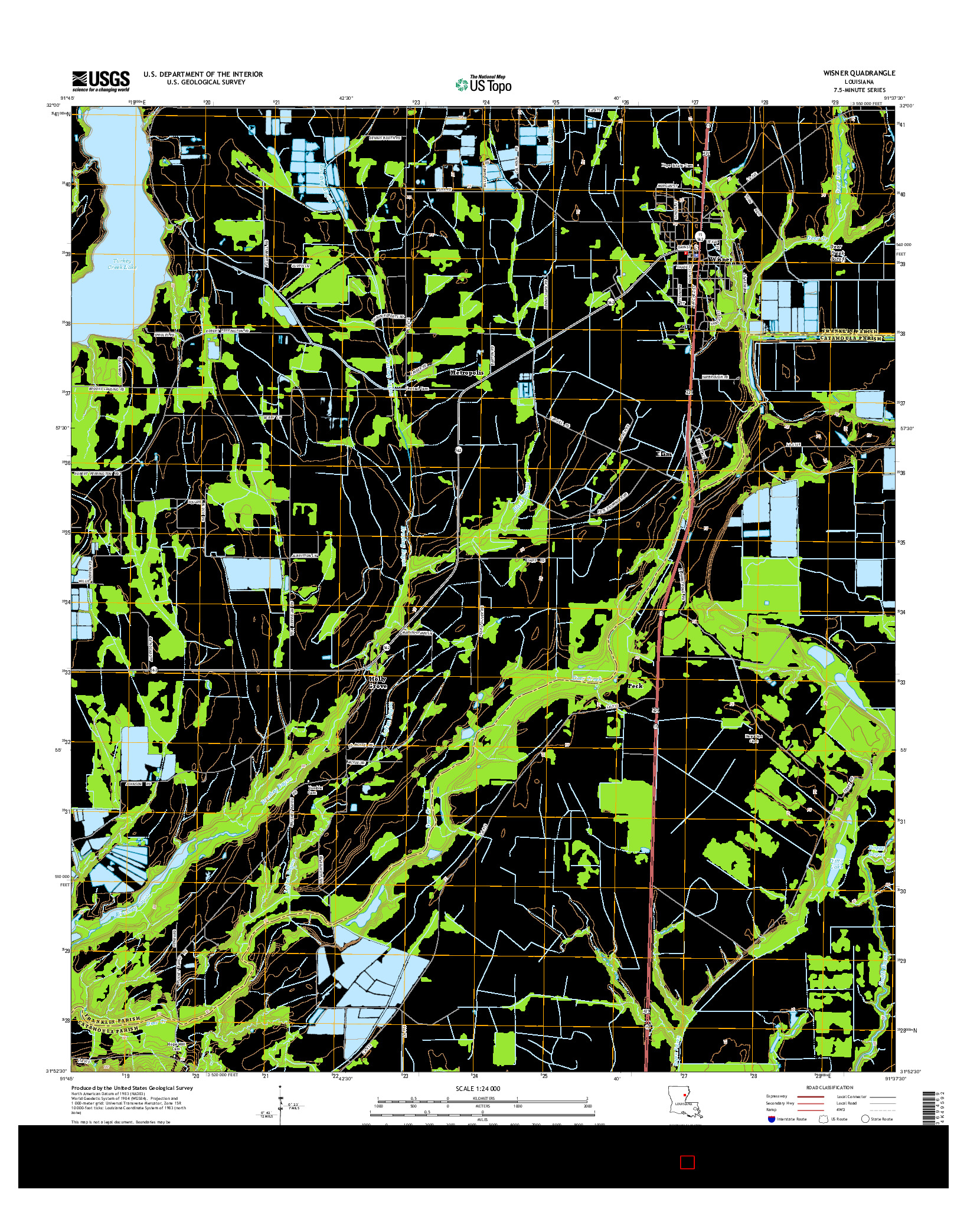 USGS US TOPO 7.5-MINUTE MAP FOR WISNER, LA 2015
