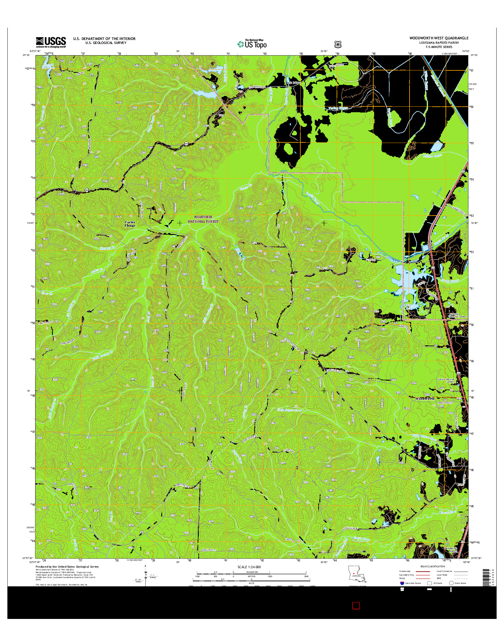 USGS US TOPO 7.5-MINUTE MAP FOR WOODWORTH WEST, LA 2015