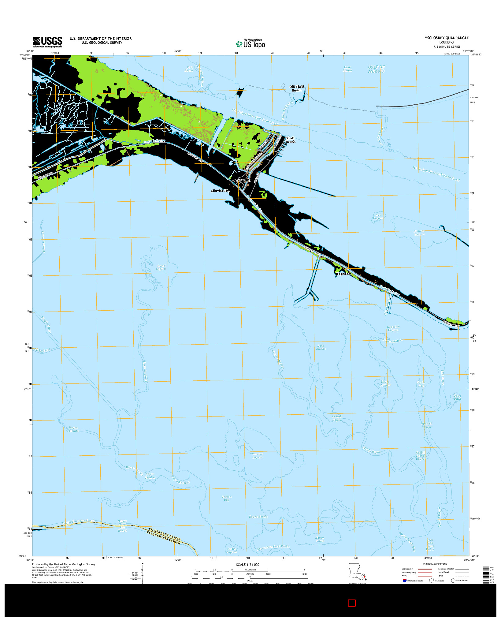 USGS US TOPO 7.5-MINUTE MAP FOR YSCLOSKEY, LA 2015