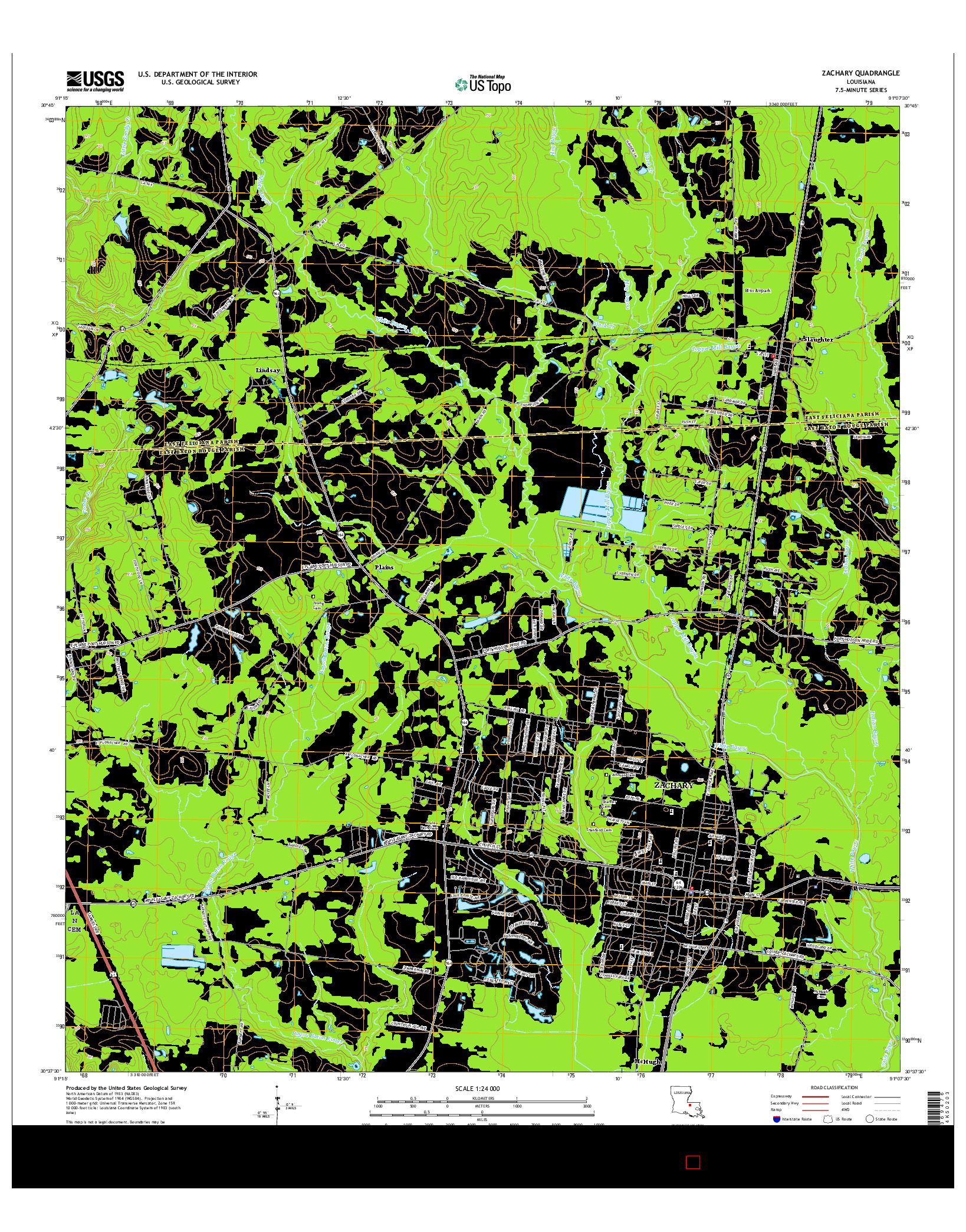 USGS US TOPO 7.5-MINUTE MAP FOR ZACHARY, LA 2015