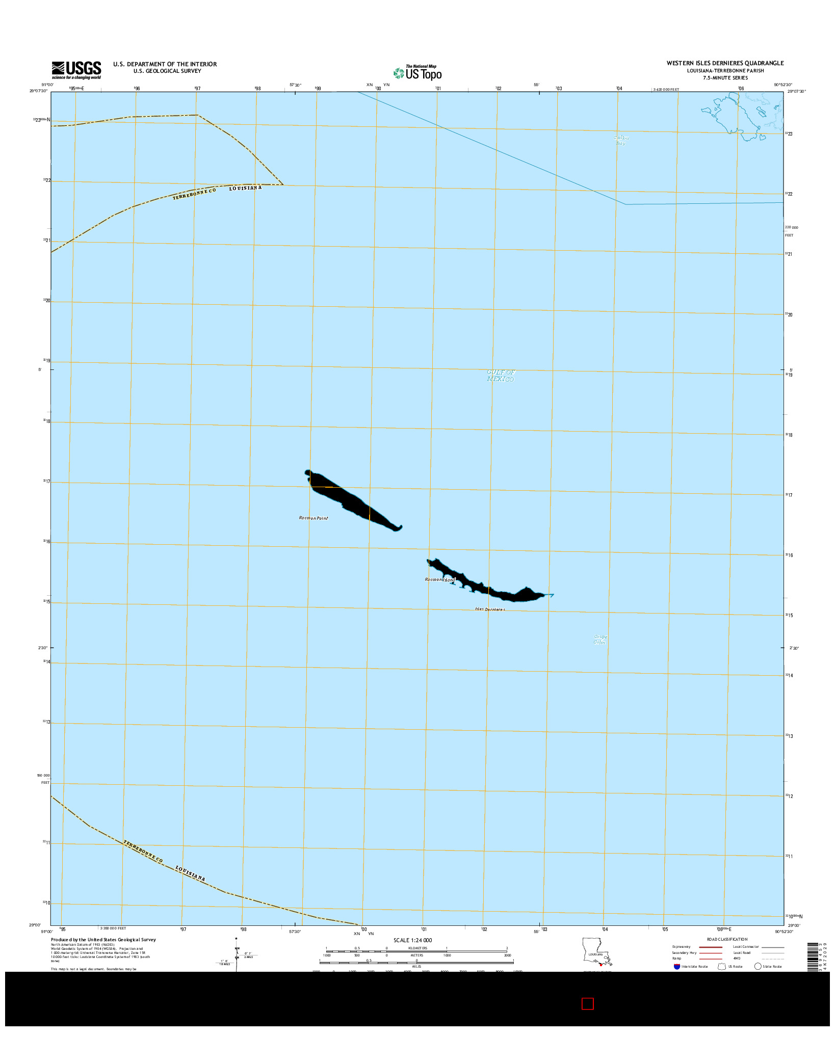 USGS US TOPO 7.5-MINUTE MAP FOR WESTERN ISLES DERNIERES, LA 2015