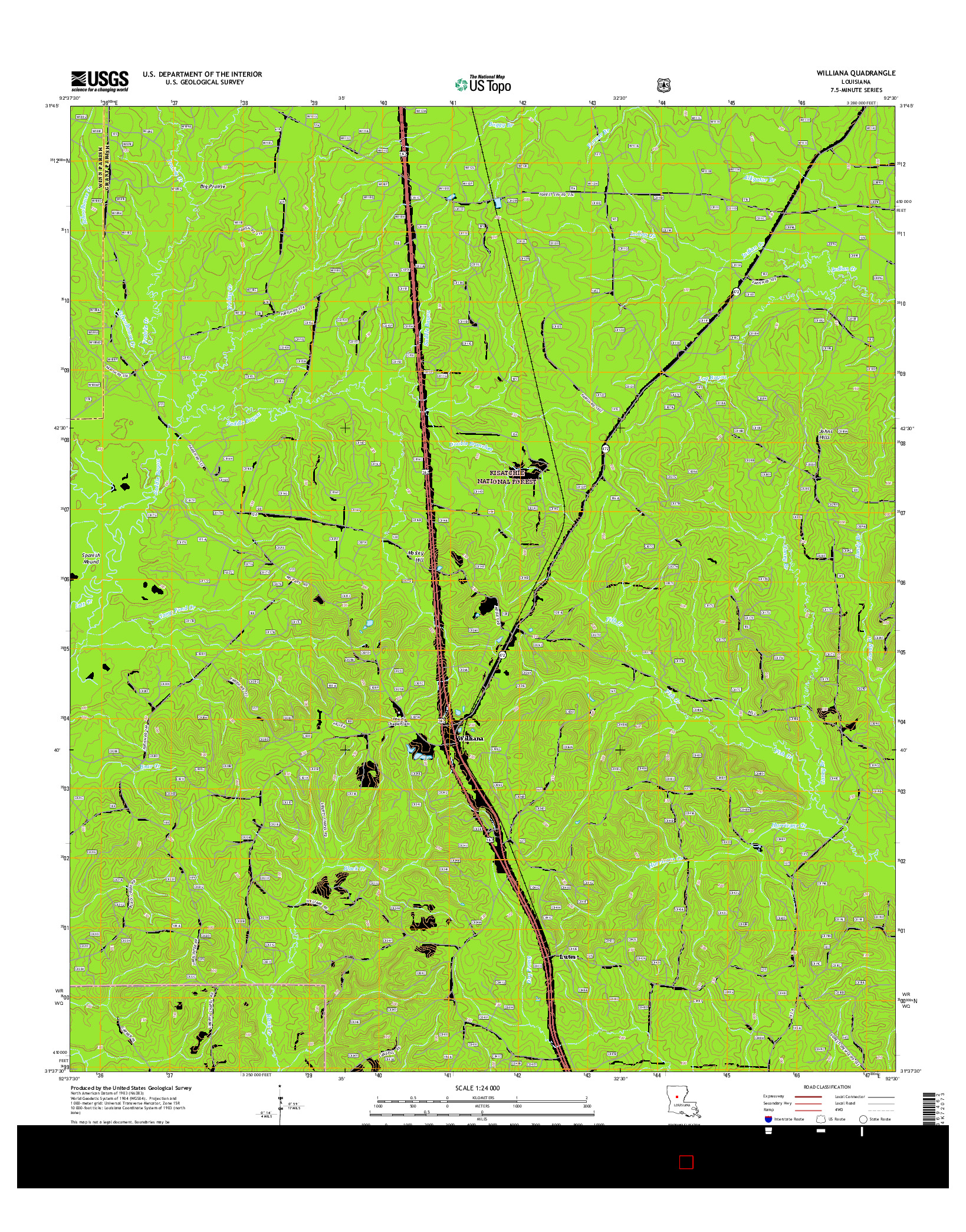 USGS US TOPO 7.5-MINUTE MAP FOR WILLIANA, LA 2015