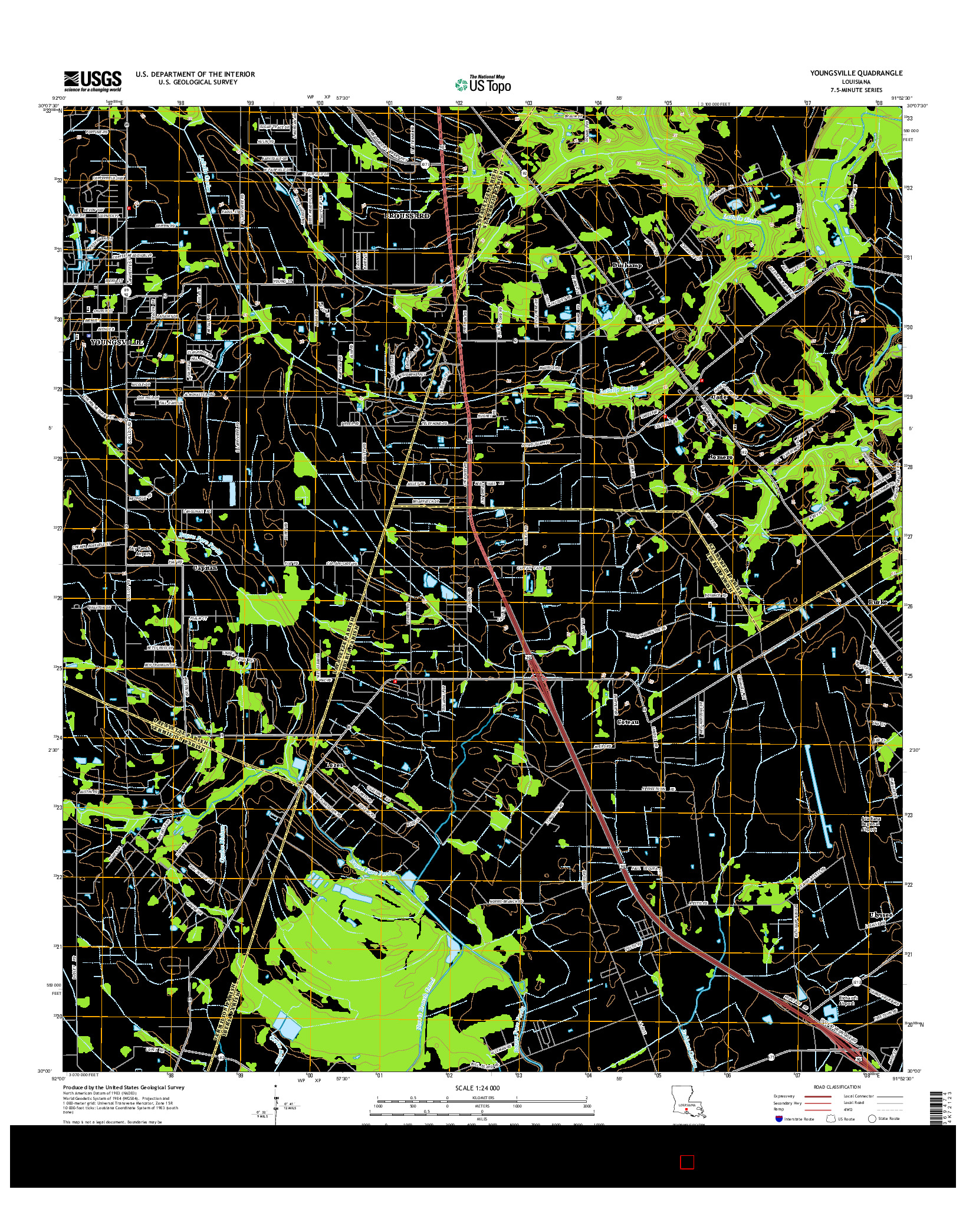 USGS US TOPO 7.5-MINUTE MAP FOR YOUNGSVILLE, LA 2015