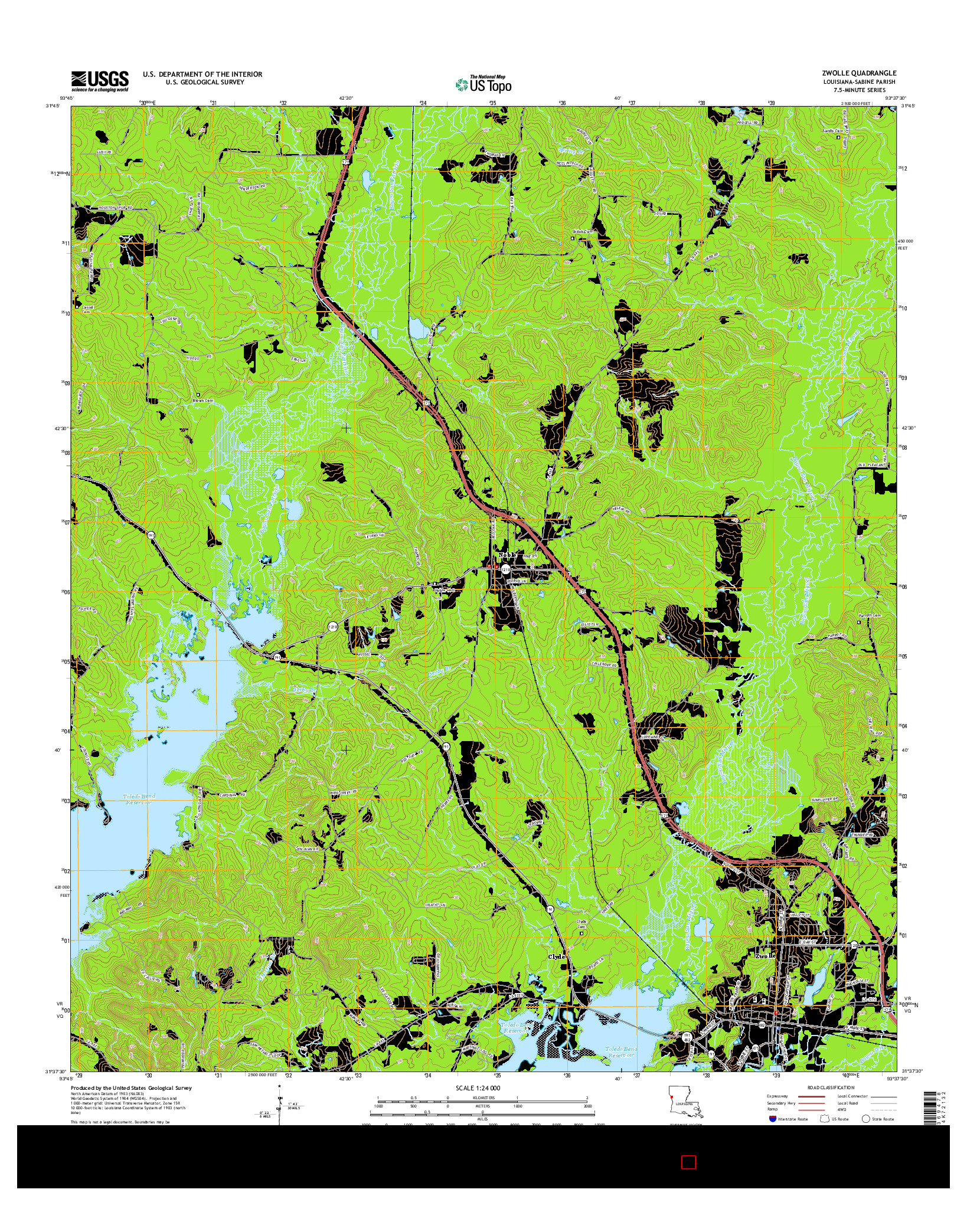 USGS US TOPO 7.5-MINUTE MAP FOR ZWOLLE, LA 2015